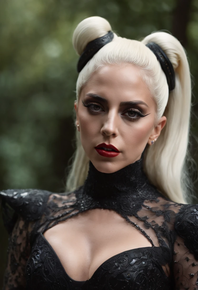 Lady Gaga in skirt and stockings
