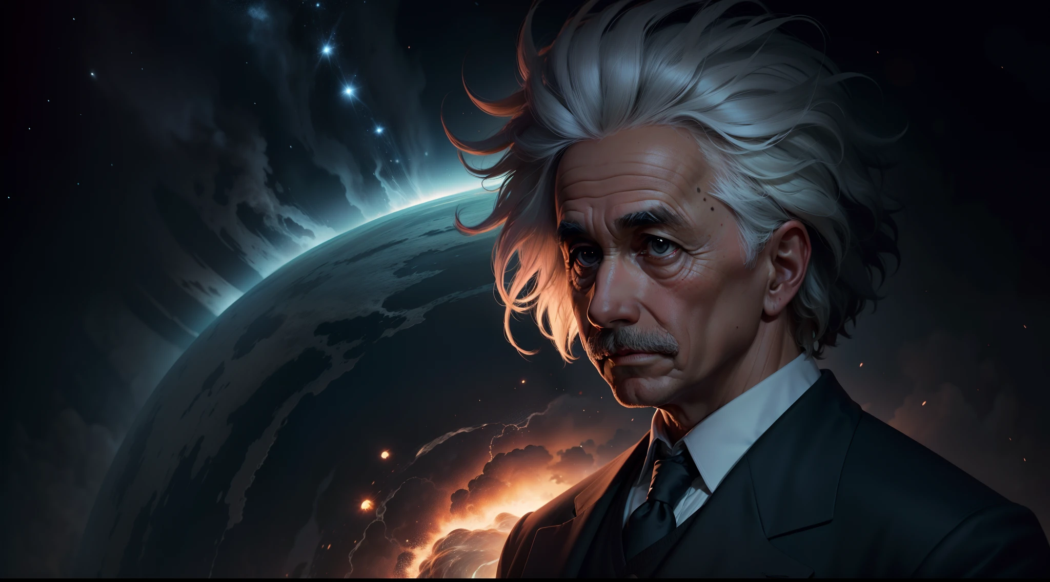 loseup de abert einstein, cabelos desarrumados, imagem ultra hd, 8k.