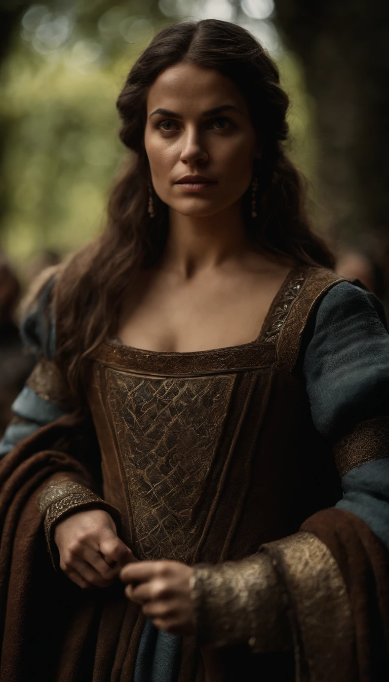 Uma mulher sendo queimada. Medieval times. cenario escuro