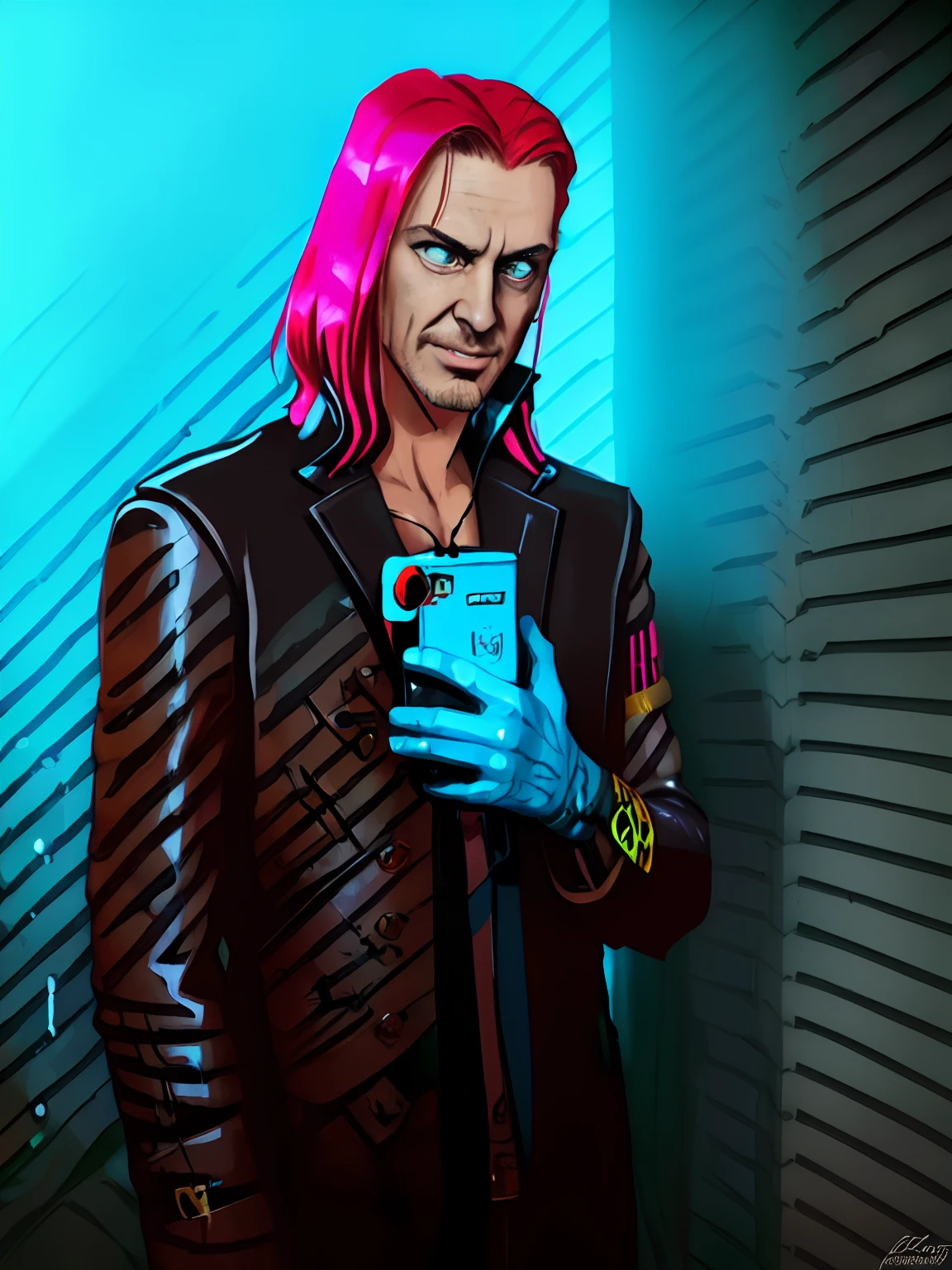 Gouache colors, Splash drops, Vector explosion, black light paint, cyberpunk steampunk Roy Betty from Blade Runner;, smirking, Sateen, Daniel Gerhartz, Roberto Ferri, Sid Mead, by Greg Rutkowsky, Darek Zabrocki, Doug Mahnke, jim lee, 12k, Vibrants, Cinematic
