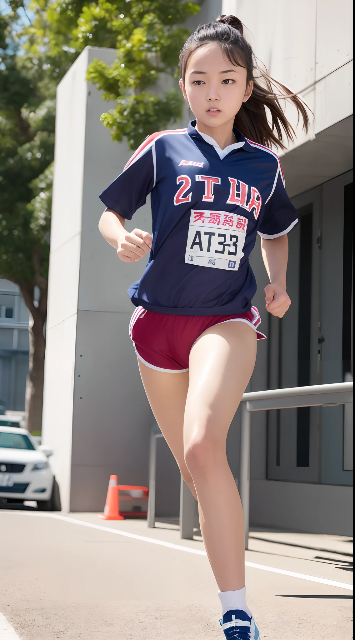 masutepiece、Best Quality、ultra-detailliert、Top image quality、1 persons、Athletics uniforms、17 years old girl、Running figure