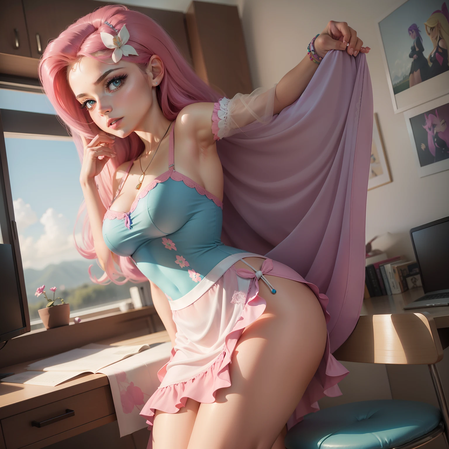 Equestria Chicas aleteo, secretaria, Irma sexy , vestido azul , sexy ,curva, Irma,rubia, sexy,curva , aleteo,secretaria sexy, tetona,revoloteando secretaria,curva, fluttering My little pony, aleteo humana,vestido sexy ,minifalda, Falda superior, bragas rosa, curva, Fluttershy sexy, Ruboroso,