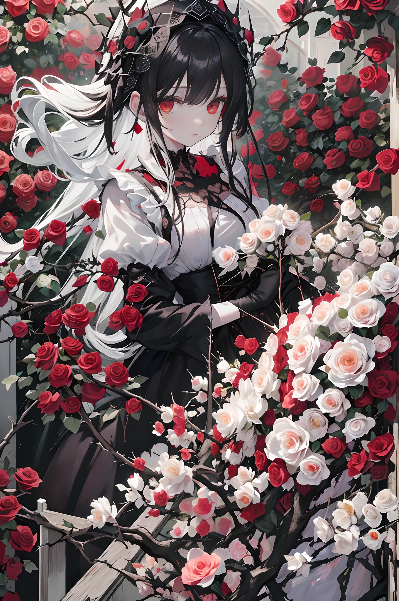 A zombie girl crushes beautiful flowers with her feet, Very cute zombie, Cute heart eyes, BREAK Crushing the flowers with a crazy smile, An aesthetic fusion of gothic horror and transparent science, BREAK: Crush the plants completely, Attacking plants without hatred, The pleasure of crushing plants,