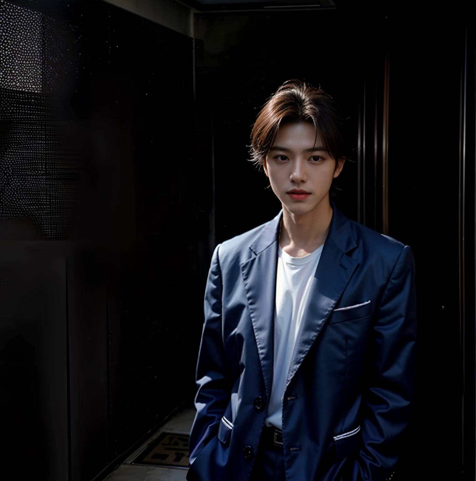 tmasterpiece,best qualtiy,hight resolution,超A high resolution,Johnny's,realisticlying,Young men,韓国アイドル、Handsome face,natural soft light,looking at viewert,businessman、Urban landscape、NY、Walking while making a phone call、