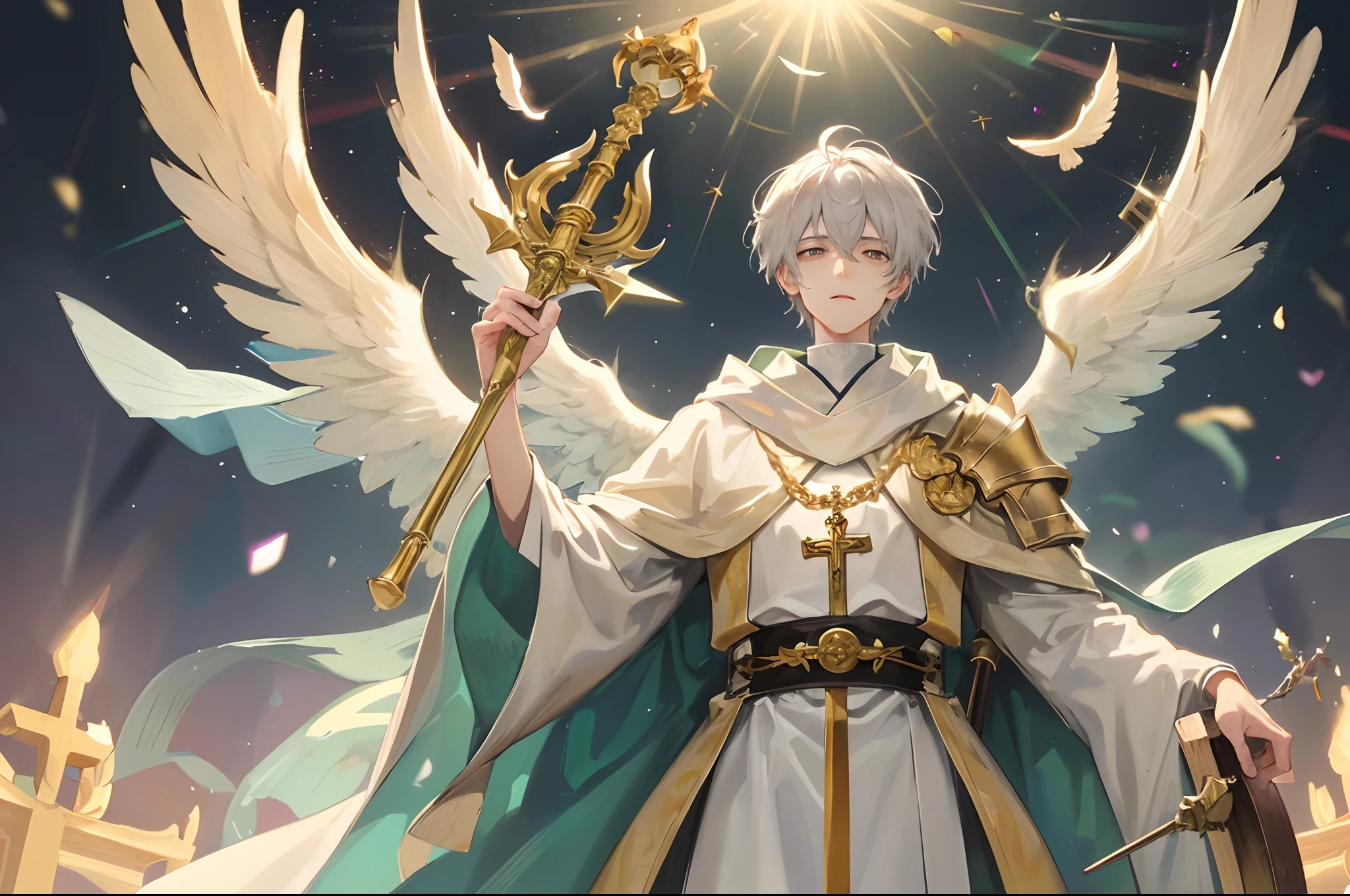 title:Angelic priest in the divine light
body:
In a quiet and peaceful church,Standing a perfect and refined priest。He wears four angel wings as white as snow,Every feather shines with pure and immaculate light。Surrounded by sacred and brilliant golden light,It was as if it were a blessing from God's gift。
The pastor had a peaceful face,The eyes reveal compassion and wisdom。In his left hand, he held a golden staff two meters long,The top of the staff is inlaid with a shining ball。Whenever he waved this staff,The ball will release endless energy and healing power。
In his right hand, a huge and strong shield was raised。The shield is inlaid with gold trim,And a golden cross is embedded in the center。This shield symbolizes faith and protection,Shelter believers from the wind and rain at all times、Resist the forces of evil。
The entire armor has a silvery sheen,Shining with the light of protection and blessing。The priest stands quietly in the center of the church,His presence is reassuring and comforting,It was as if it were a messenger sent by God to protect all living beings。
The divine aura emanating from this angelic priest makes people feel endless peace and strength。He used his devout and selfless faith,Lead believers to the right path。He used his wise and warm words,Instilling courage and hope in all。
Nesse mundo,We need such an angelic pastor,He gave selflessly with himself、Compassion, kindness and steadfast faith guide us。When we face difficulties and challenges,He will give us strength and support;When we get lost,He will show us the right way。
May this one be perfect and refined、A priest with four angelic wings can always be by our side,And pass on the Divine Light to everyone who needs help and encouragement。May he be the light of our hearts,Light the way forward,Lead us to the shore of happiness and peace。