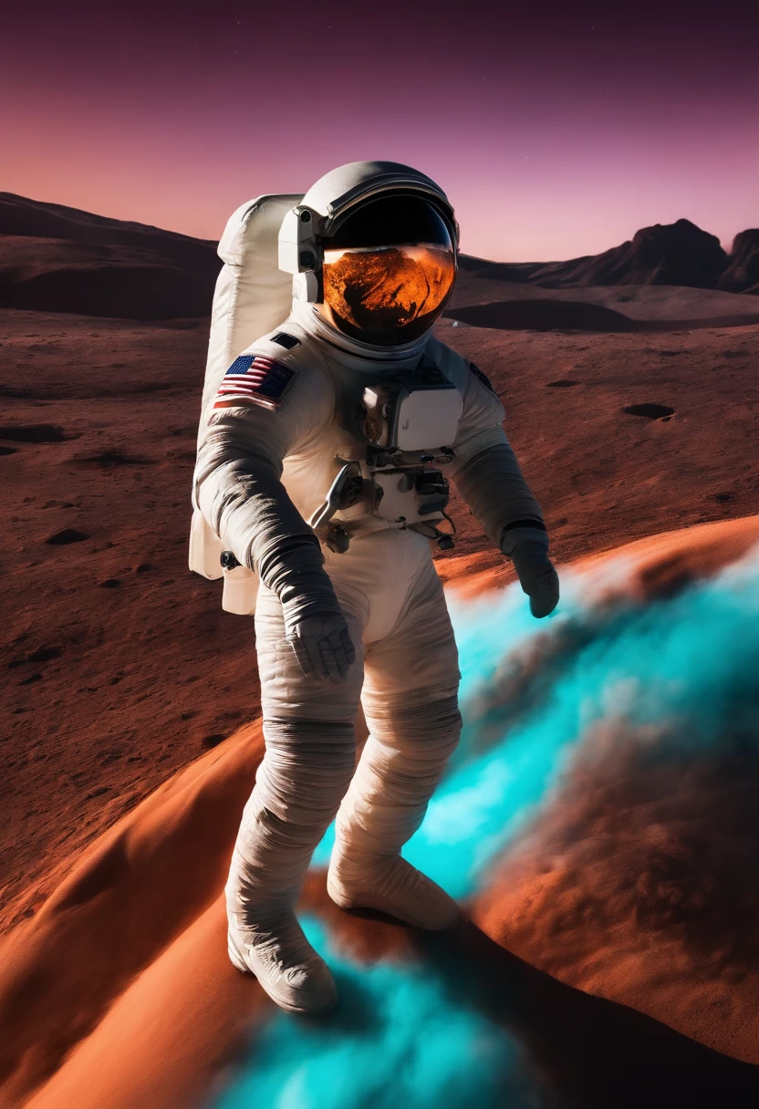 melhor qualidade, master part, Realistic, ultra detalhe, foto realista, Hyper-realistic camera images of a Brazilian astronaut on a colorful planet, night vision