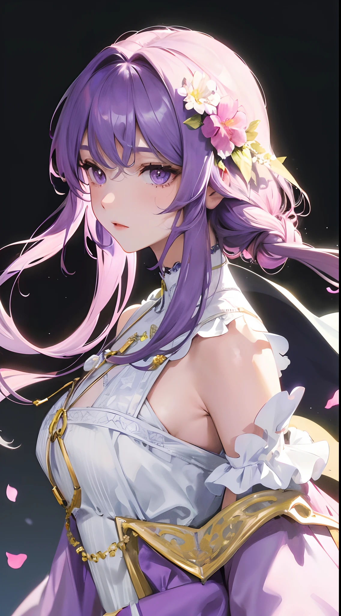 (High-Res Beauty - Masterpiece, Pretty Face, Neck Ribbon) Immerse yourself in the breathtaking beauty of a high-resolution artwork that embodies the essence of a masterpiece. This composition features a girl with long lilac hair (1.3), enchanting yellow eyes (1.2), a pretty face, and a delicate neck ribbon (1.5). The intricately detailed rendering and flawless execution captivate the viewer, while the high resolution brings out the subtle nuances and textures. Prepare to be captivated by this extraordinary display of artistry and attention to detail.