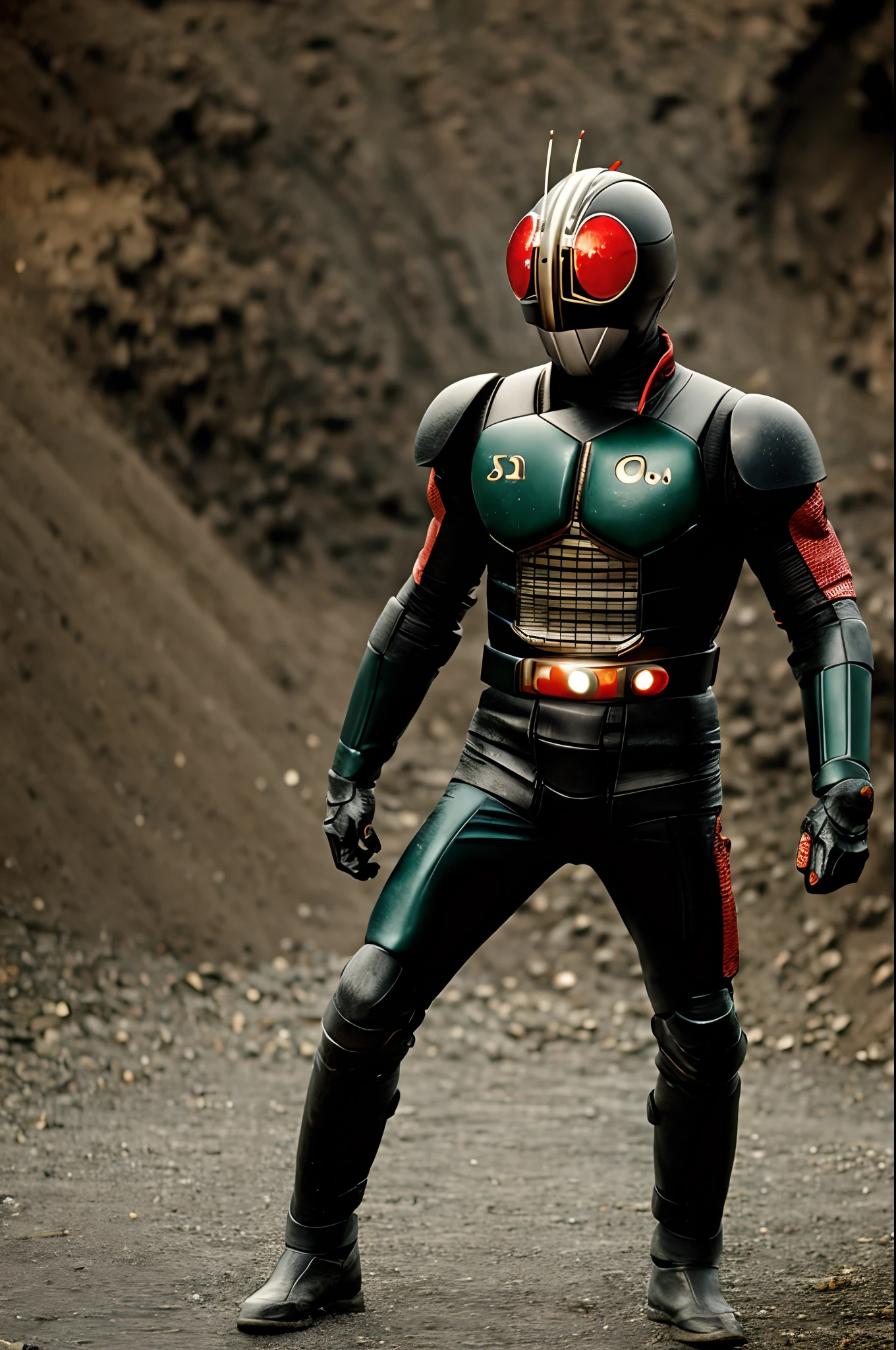 Kamen_Rider_Black_RX, cinematic, (intricate:1.4), dynamic pose, high quality, intricate details, low contrast, (best quality:1.33), (masterpiece:1.42),(detailed:1.15),Dappled Light, analog style, cinematic light, side lighting, best shadow, RAW, (Dutch angle:1.1), photoshoot of 1boy, helmet, tokusatsu, armor, solo, upper body, glowing eyes, red eyes, glowing