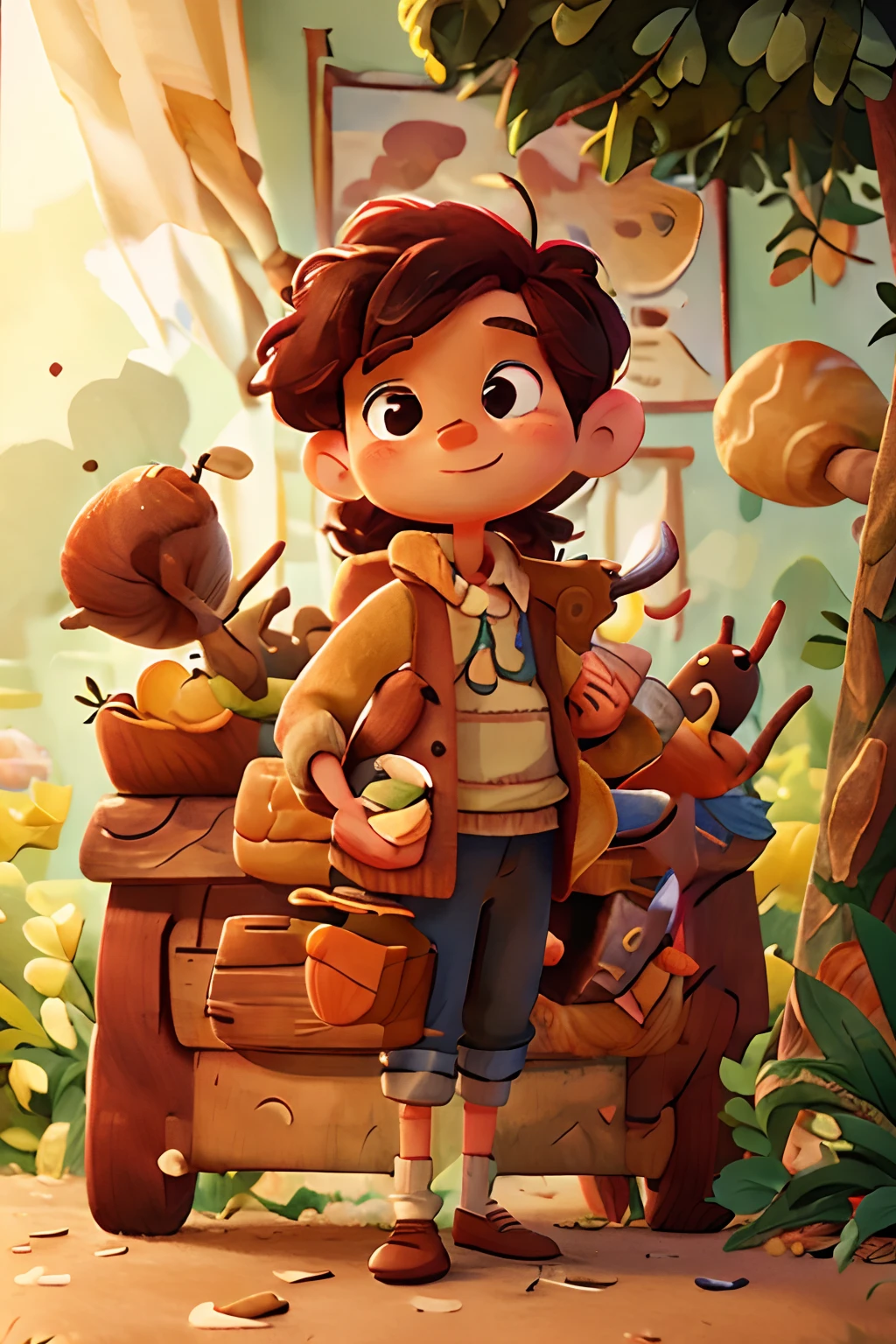 image of an Ant wearing French clothes and props, while sipping a coffee and holding a Croissant.