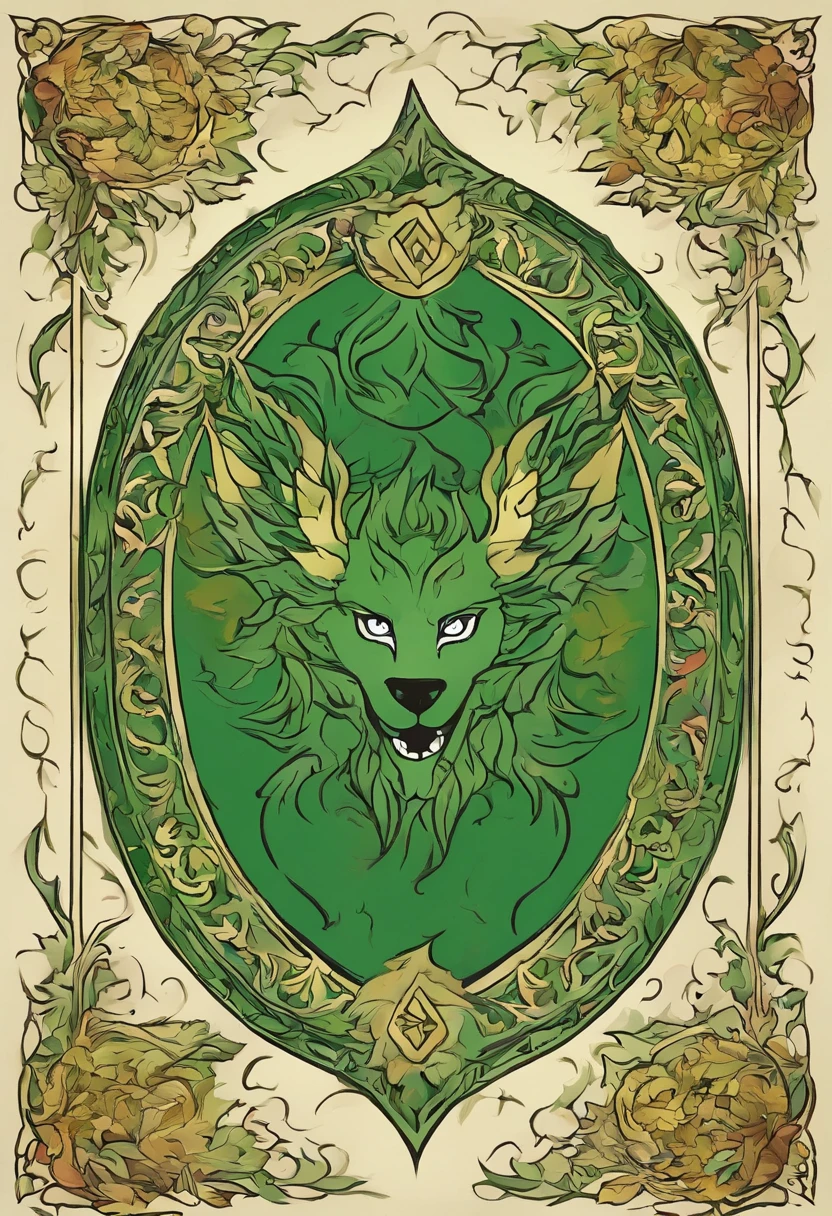 Shield: The shield itself has a deep green background, symbolizing the exuberance and vitality of nature. In the center of the shield is a stylized image of the sun rising over a mountainous horizon, representing the Greenleaf family's connection to sunlight and nature. The sun's rays extend outward, radiating heat and light, symbolizing Aurora's solar powers.

Ornamentation: Above the shield, there is a knight's helmet, indicating nobility and protection. Protruding from the sides of the helmet are green cloaks that flutter in the wind, adorned with patterns of leaves and flowers. This further highlights the family's connection with nature.

Support: To the left and right of the shield are two stylized animals: a wolf and an owl. The wolf represents courage and determination, qualities that Aurora demonstrated on her journey to protect nature. The owl symbolizes wisdom and knowledge, reflecting the family's commitment to learning and understanding magic.

Motto: Below the shield, a Latin motto reads "Lumen Naturae Custodiamus" which means "Guardians of the Light of Nature". This motto highlights the Greenleaf family's mission and responsibility to protect and preserve the light and harmony of nature.

Colors: The predominant colors in the coat of arms are deep green and bright gold. Green represents nature and vitality, while gold represents the sun and light.