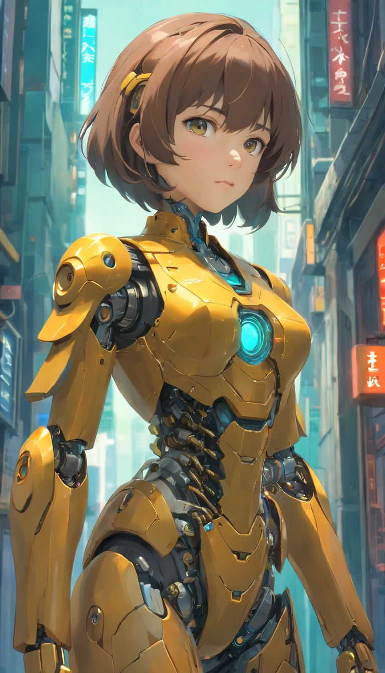 Beautiful girl robot with rich metal body decoration, Sf, obra-prima de arte intrincada, agourento, cartaz de filme de pintura fosca, proportion Aurea, trending in cgsociety, intrincado, epics, trending on ArtStation, por artgerm, h. r. Giger e Beksinski, altamente detalhado, vibrante, production cinematic character render, ultra high quality model
