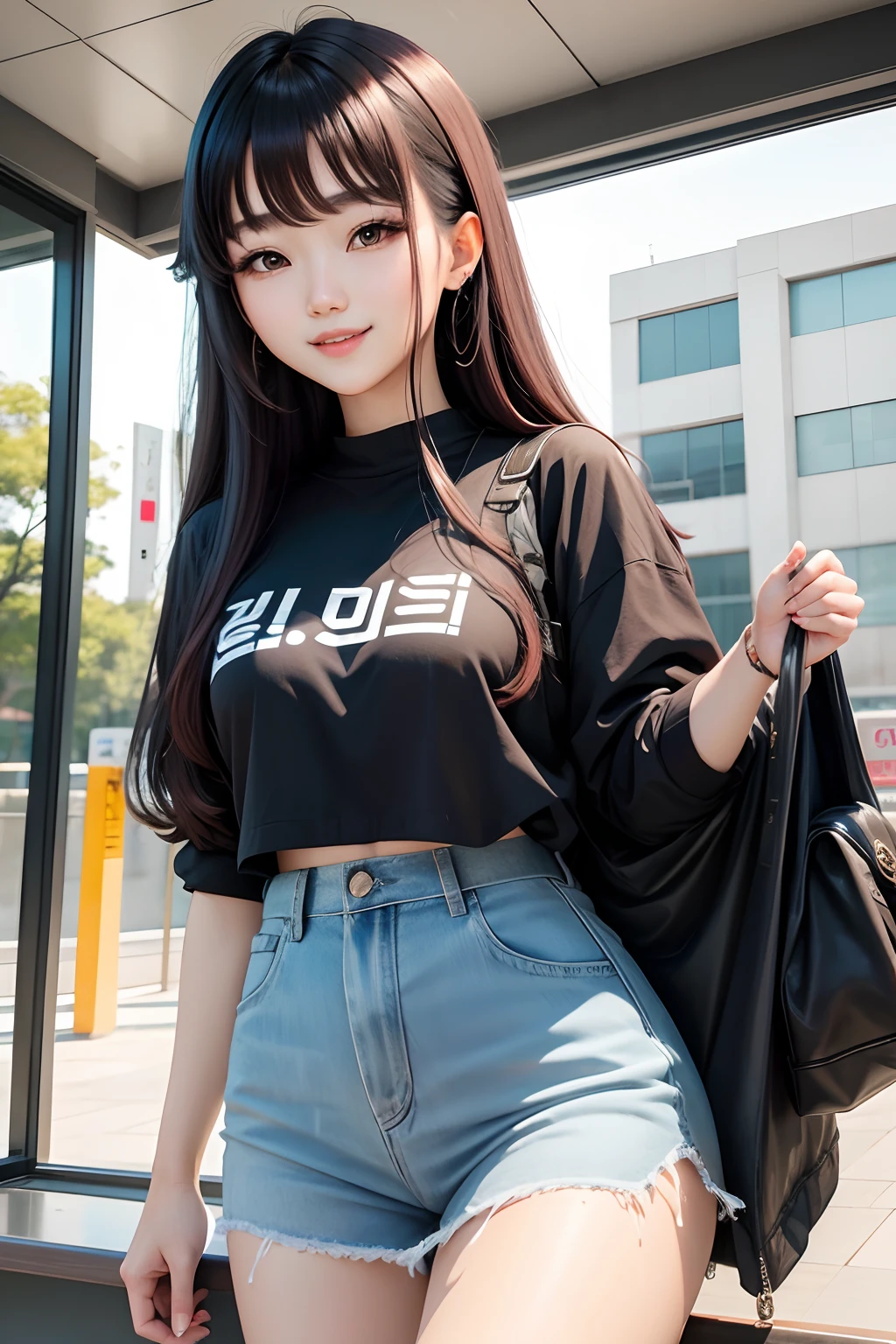 20-year-old Korean girl, Korean pop idol style, beautifull face, Sorrisos