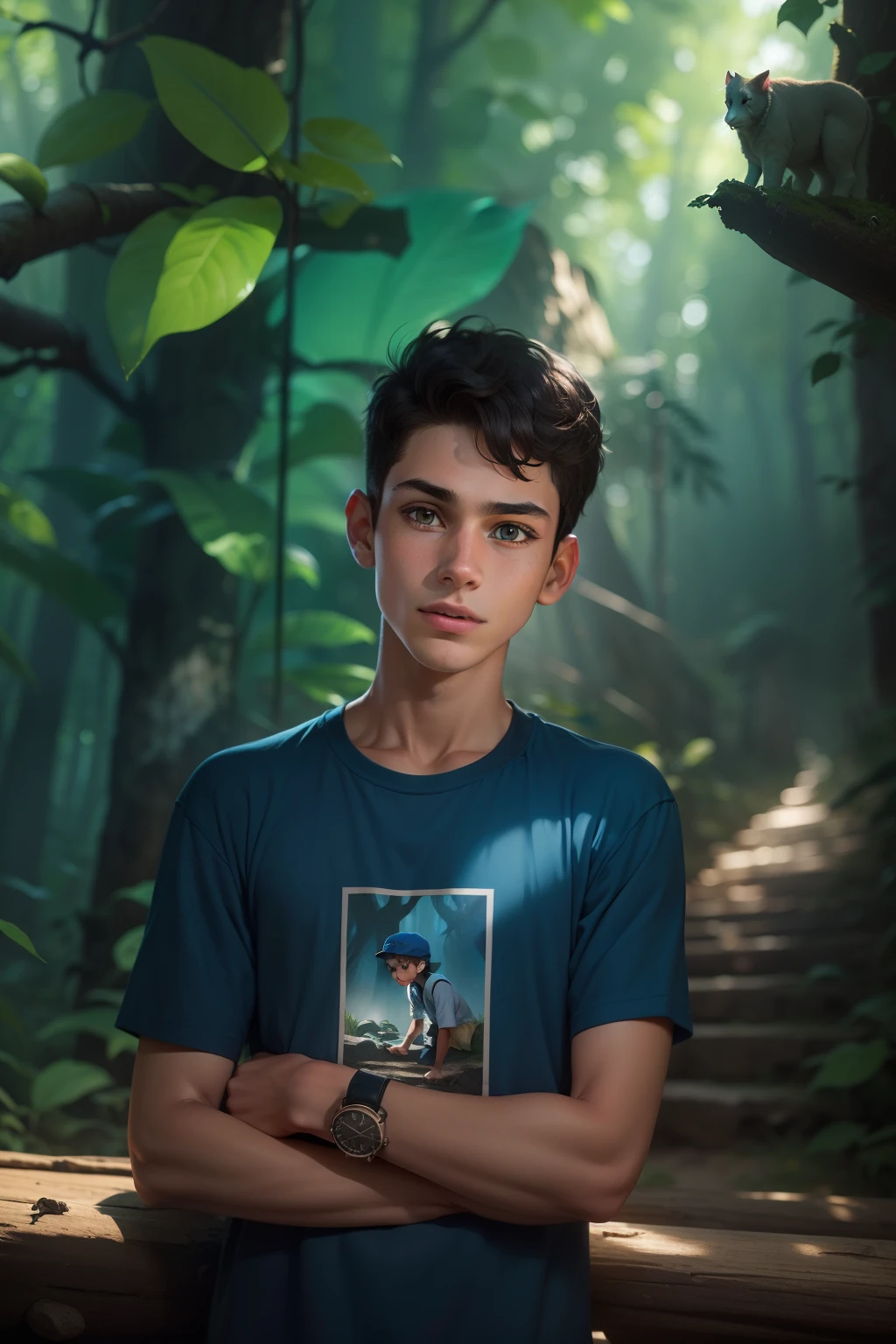 Peter is a curious and adventurous boy about . Ele tem cabelos castanhos e olhos curiosos. Always wear his favorite blue cap. Pedro is the leader of the group of friends and is determined to explore the Dark Forest, even if you're a little scared at first. He is brave and loves to discover new things.