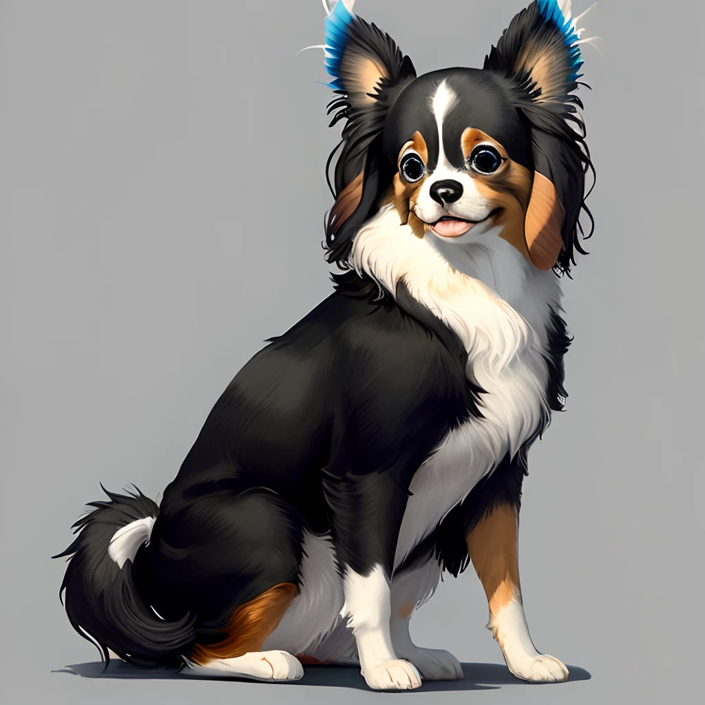 Papillon with white and black coat color
