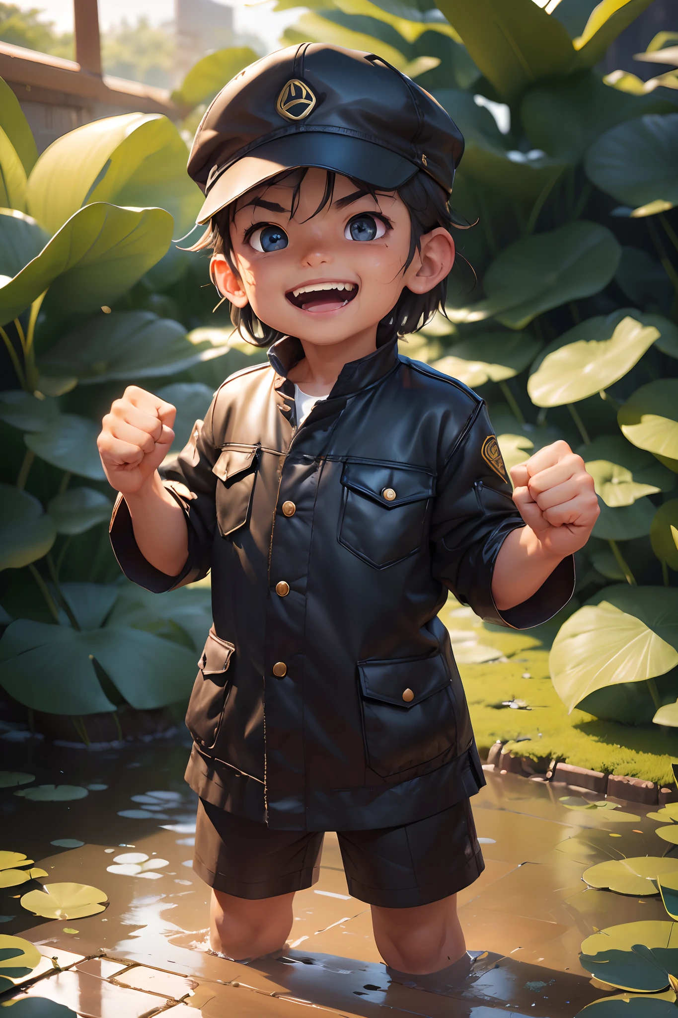 photore (TCr3ws:1), of a guy, (Chiba laughed with empty fists:1.3), (Face focus), ModelShoot style, (Extremely detailed Cg Unity 8K wallpaper), Intricate, High detail, Sharp focus, Dramatic, photorealistic painting art by midjourney and greg rutkowski , (Next to the lotus pond), (wear cap:1.1), (Detailed pupils:1.2), (dynamicposes:1.2),(closeup cleavage:1.1)