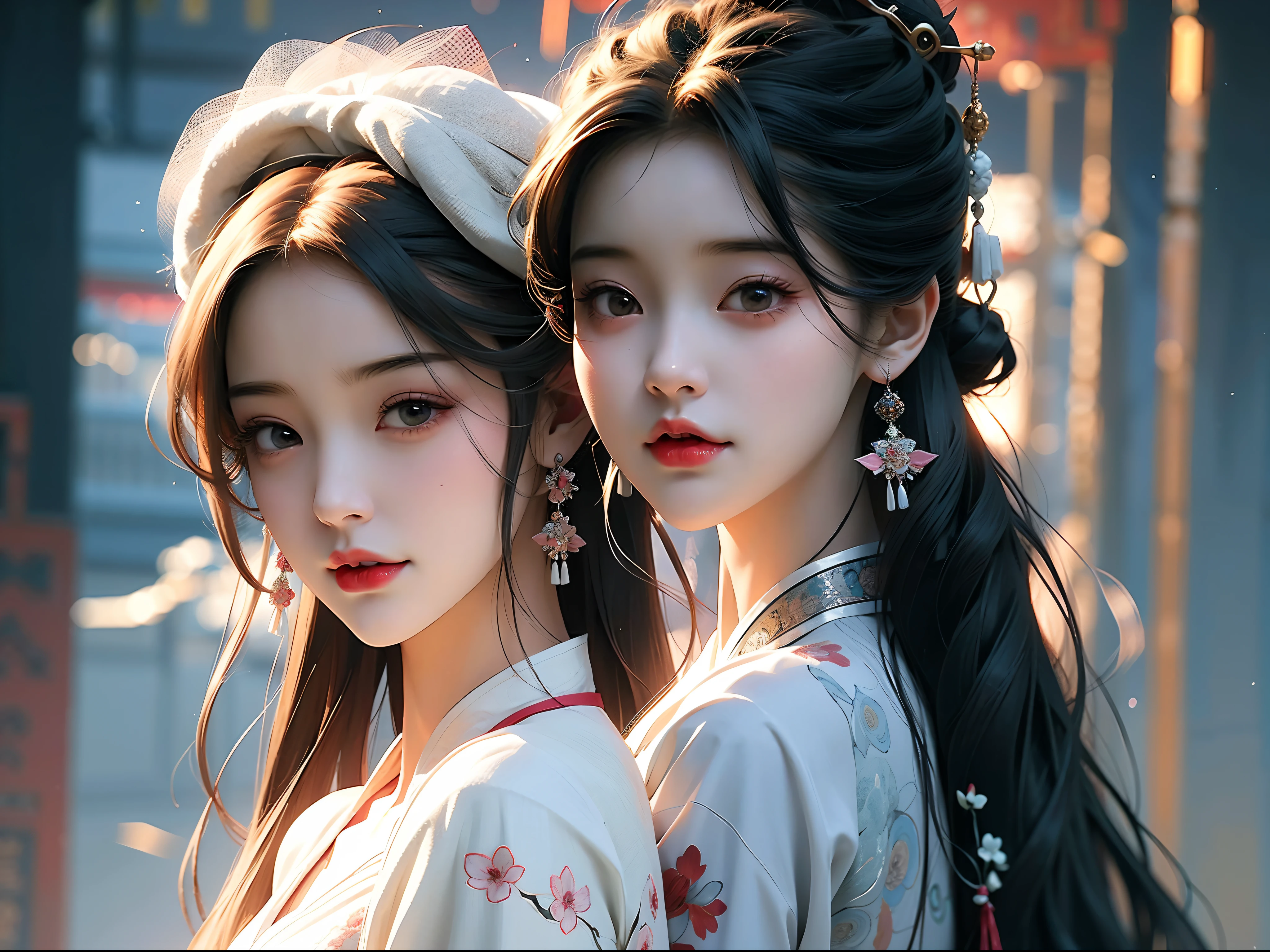 long whitr hair,Anime girl with white shirt and black hat, a beautiful anime portrait, Beautiful character painting, Guviz-style artwork, Guviz, Stunning anime face portrait, beautiful drawing style, Beautiful anime style, Beautiful anime girl, Chinese girl, traditional drawing style, Beautiful anime face, cute delicate face, Portrait of an anime girl,long skirt,The shirt,cleanness