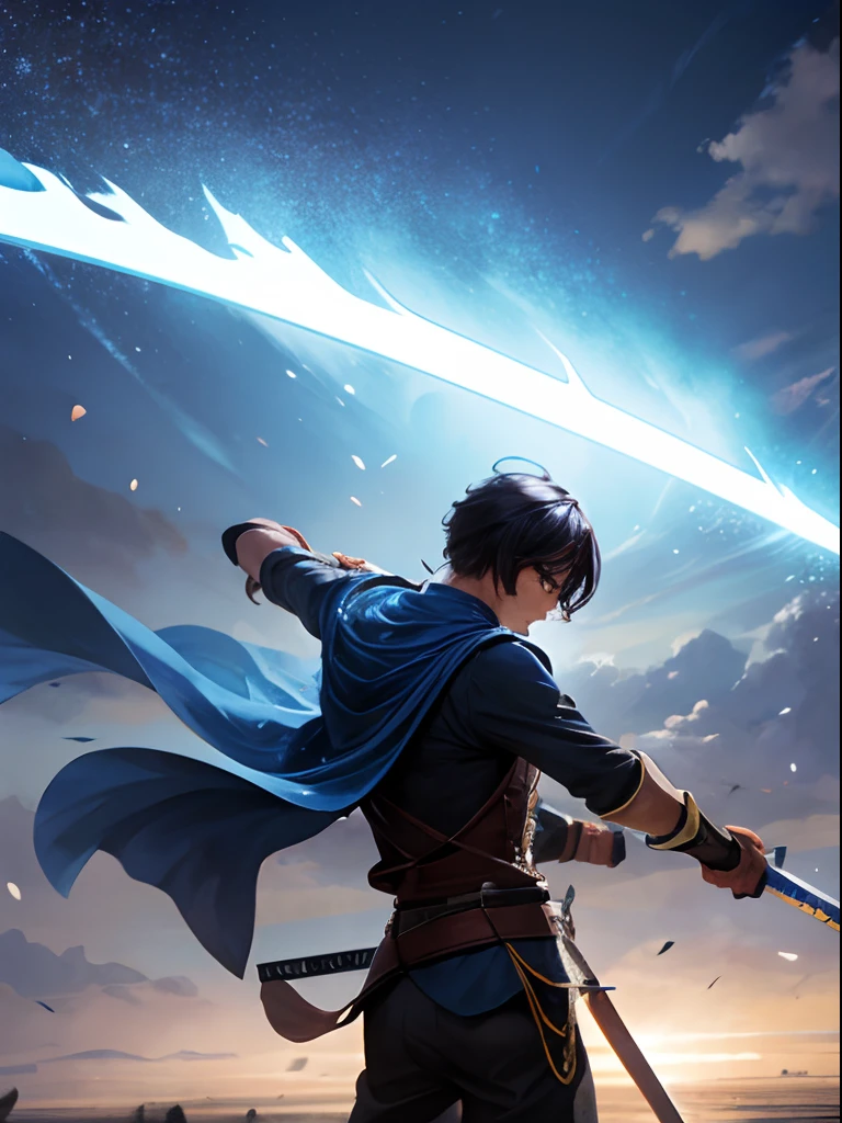 Splitting the horizon, standing on a battlefield, swinging his sword was a black hair man, with just a single swipe, a blue line was drawn, and everything before him cut in an instant.