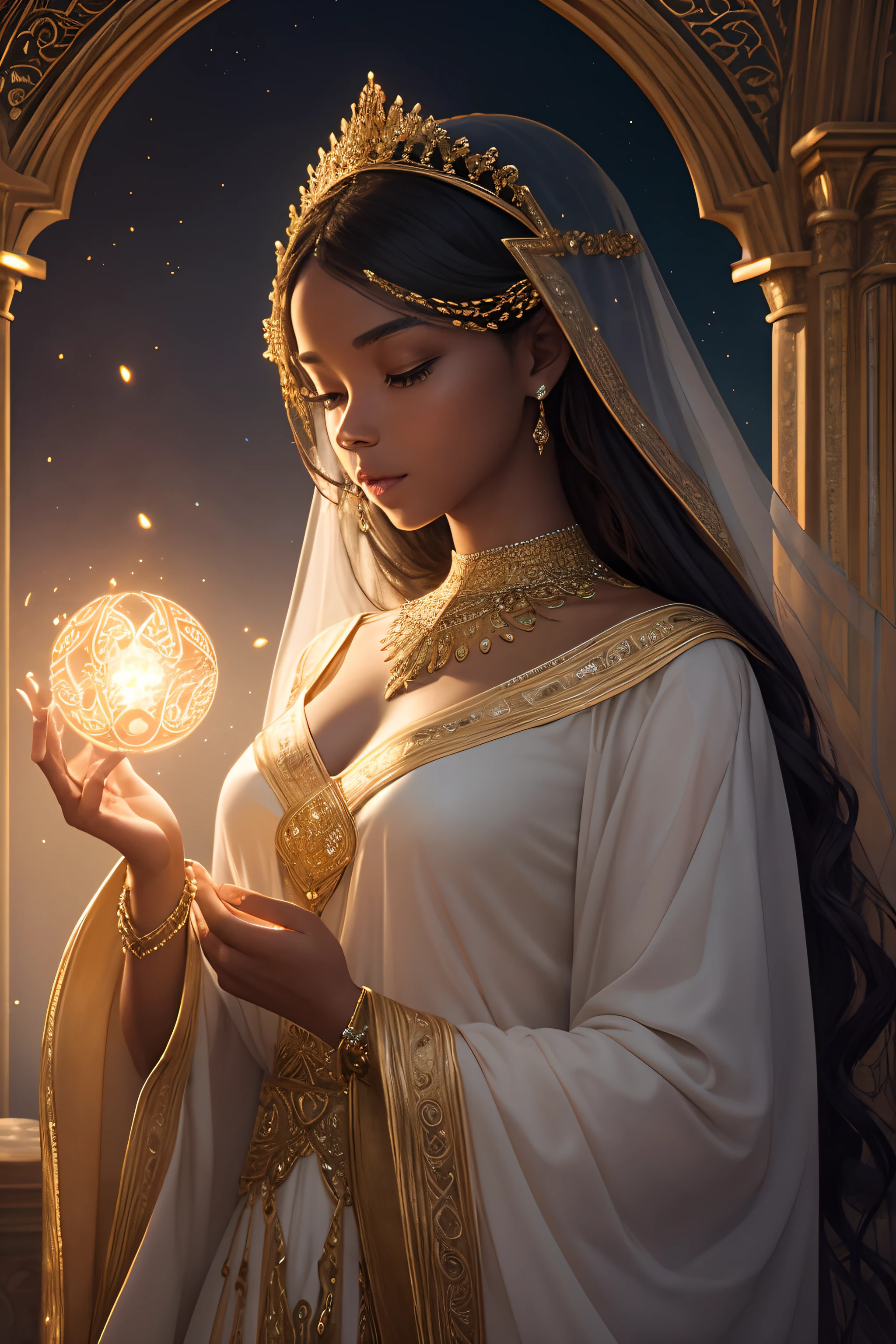 "Imagine a striking image of a beautiful young Black African princess, adorned in an elegant, long, golden-white gown that flows gracefully around her. A delicate tiara made of white flowers graces her head, accentuating her regal presence. Her radiant smile and warm, freckled cheeks add to her charm, making her a vision of both grace and natural beauty."
Midjourney-inspired, flowing, elaborate details, pure essence, philosophical depth, illuminating light, exquisite intricacies, celestial beauty, psychedelic wonder, captivating otherworldliness, grainy, surrealistic ambiance, ethereal, dreamlike, visually immersive experience, Midjourney-inspired Flowing composition Elaborate details Pure essence Bright and radiant Intricately crafted Unreal Engine aesthetics Philosophical depth Illuminating light Joyful atmosphere Noble character Exquisite intricacies 3D rendering excellence Celestial beauty Psychedelic wonder Enchanting allure Captivating otherworldliness Grainy mystique Surrealistic ambiance Ethereal and dreamlike Visually immersive experience High-quality craftsmanship, Create an image that delves deep into the intricate labyrinth of the human psyche, where thoughts, emotions, and memories converge into a tapestry of complexity and wonder. Capture the essence of our inner world, reflecting the interplay of light and shadow, chaos and order, to unveil the enigma that is the human mind 'i understand'
ChatGPT
I understand your request. To create an image that encapsulates the human psyche with all the provided descriptors and elements, it would be an intricate and surreal composition. Imagine a Midjourney-inspired, visually immersive experience that delves deep into the human psyche. The image features an ethereal, dreamlike landscape where elaborate details intermingle with pure essence, creating an otherworldly tapestry.
In this surrealistic ambiance, an enigmatic figure stands at the crossroads of chaos and order, illuminated by the philosophical depth of t