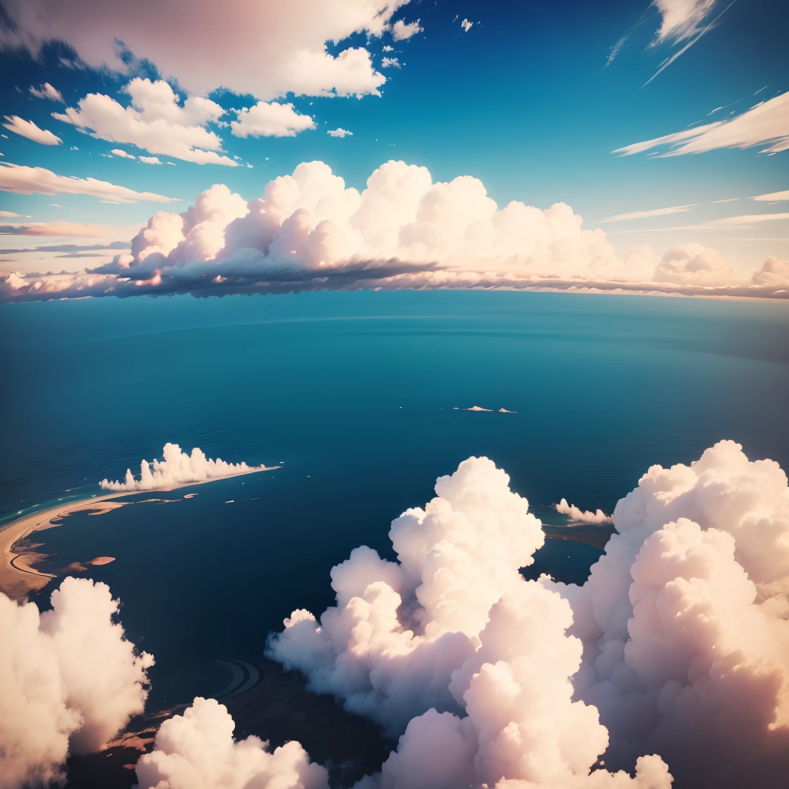 Background com raios e nuvens, beautiful sky, desfoque circular