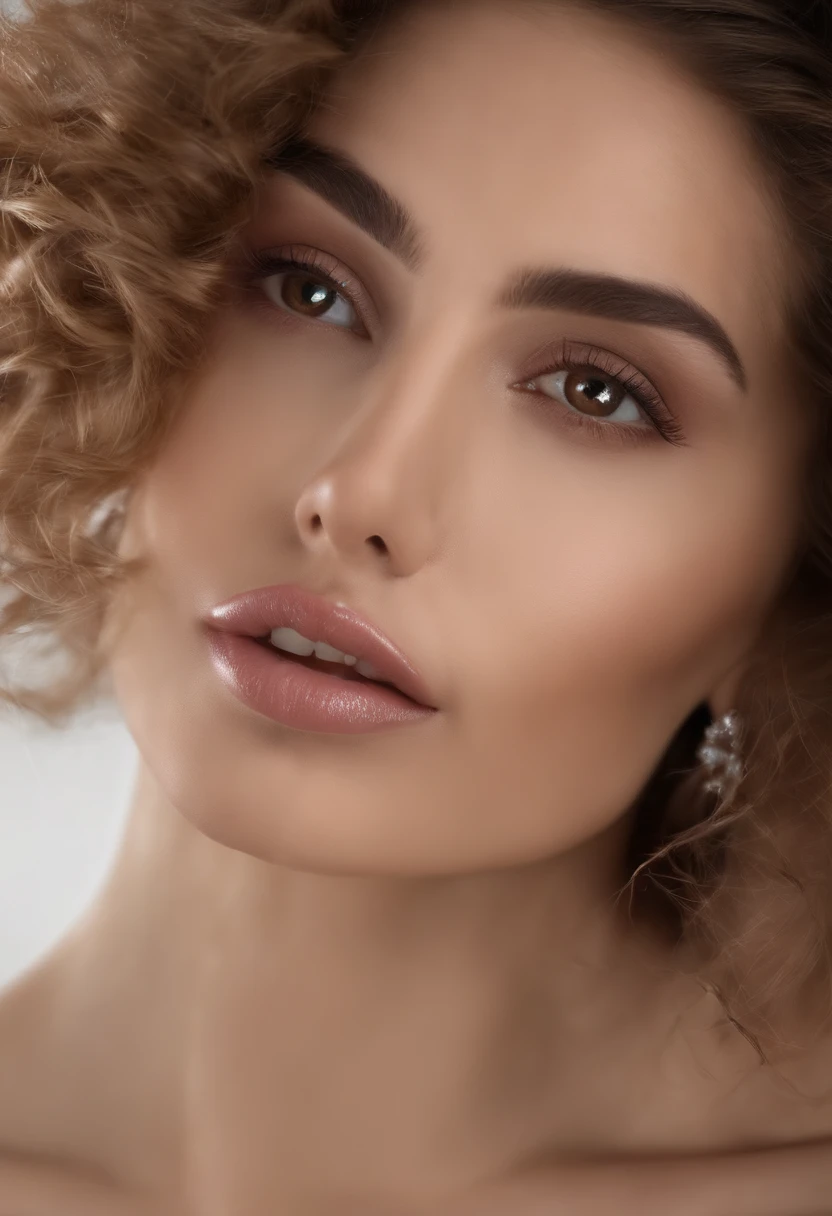 Una bella mujer latina gentil y encantadora, delicate sexy collarbone, Encantadora cara de huevo de ganso, 双眼皮, Ojos inteligentes de flor de durazno, labios rosados, small upturned nose, naked body showing vagina, Cara enfocada, Primer plano de la cara, Ultra HD, Super detail,