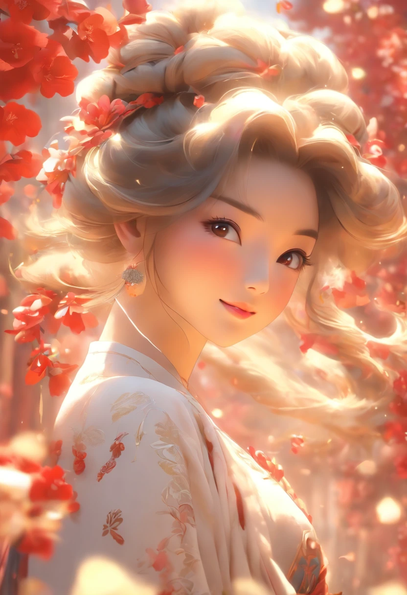 zhongfenghua, 1girll, Tik, Hanfu, Antique_China_architecture, flower field, Floral, (White smoke:1.3) (photorealistic portrait:1.4), zentangle, mandalas, entangle, offcial art, Unity 8k壁纸, Hyper-detailing, Beautiful and beautiful, Masterpiece,best qualtiy, (dynamic angle:1.4), glistning skin, (Colorful sparks float:1) The most beautiful forms of chaos, elegant, Fauvistdesign, vivd colour, Exotic romance, Depth of field._Dance, Red flowers