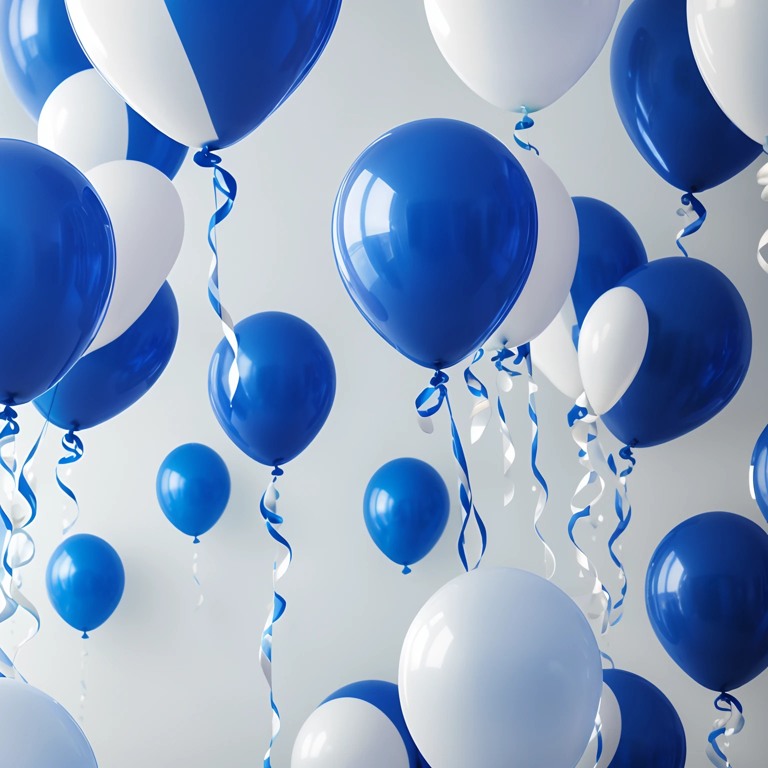 Melhor imagem, 4k, Background with birthday balloons in blue and white colors, ondulado brilhante