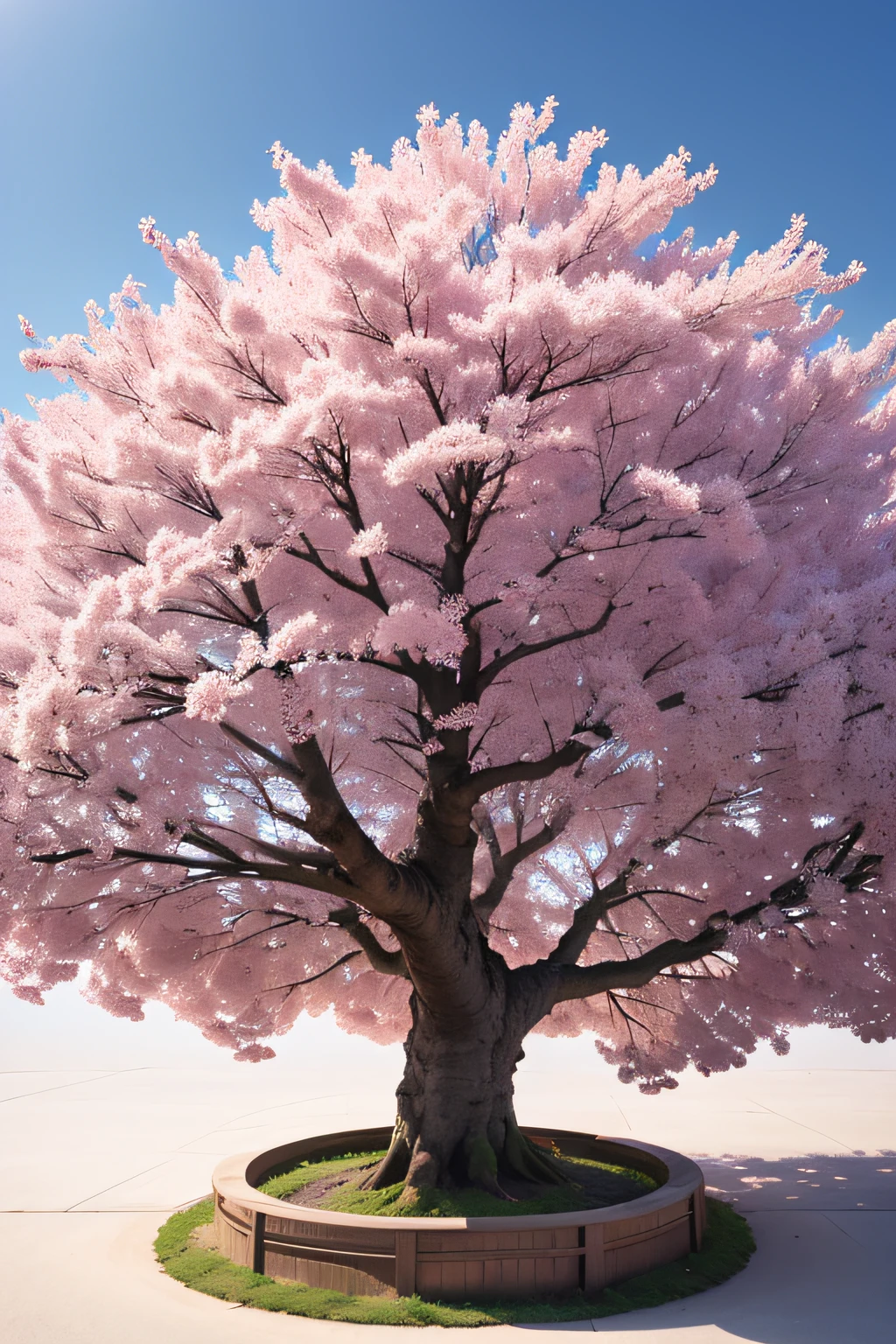 sakura tree , single tree , white background , tree bent , full view, japanese tree