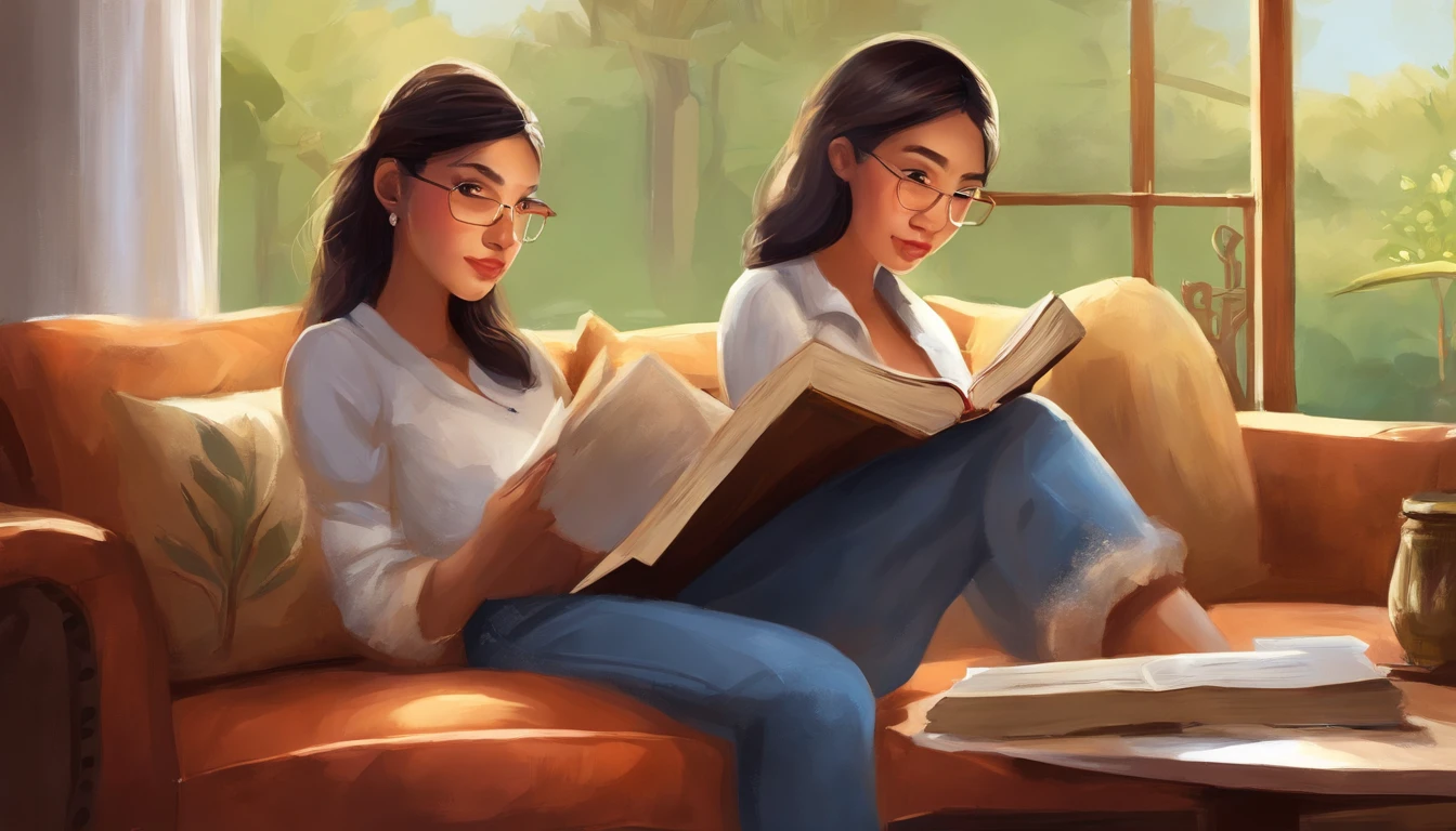 woman sitting on a couch reading a book in a living room, reading a book, relaxing concept art, book portrait, realistic illustration, realistic afternoon lighting, realistic artstyle, reading new book, photorealistic illustration, realistic art style, relaxing on a couch, atey ghailan 8 k, inspired by Atey Ghailan, cozy environment, relaxing on the couch,, masterpiece, best quality, soft lighting, absurdres, 1girl, solo focus, skin imperfection, skindentation, perfect face, puffy face, beautiful face, big eyes, puffy eyes, perfect eyes, eyelashes, Hu Tao (genshin impact) from genshin impact, outdoor, bamboo forest, 8k, UHD, HDR, (Masterpiece:1. 5), (best quality:1. 5)