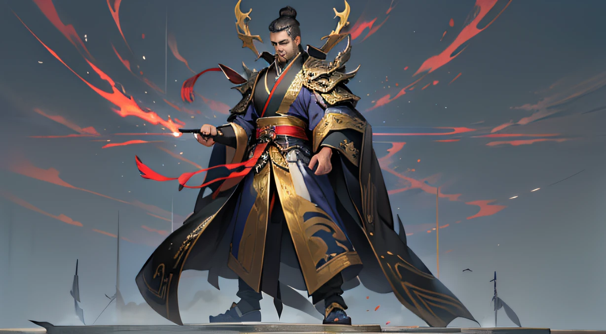 32K live-action textures(tmasterpiece,k hd,hyper HD,32K)A warrior,38 years old,white mustache,Flowing black mid-hair,Taoist,shadowboxing,Purple gold robe,Exudes a powerful aura. Showcase his unparalleled prowess. full bodyesbian,Dynamic state,Dynamic posture,The whole square was trembling, I really appreciate the tremendous strength shown by Li Gu. , 32K, Best quality, Masterpiece, Super detail, High details,