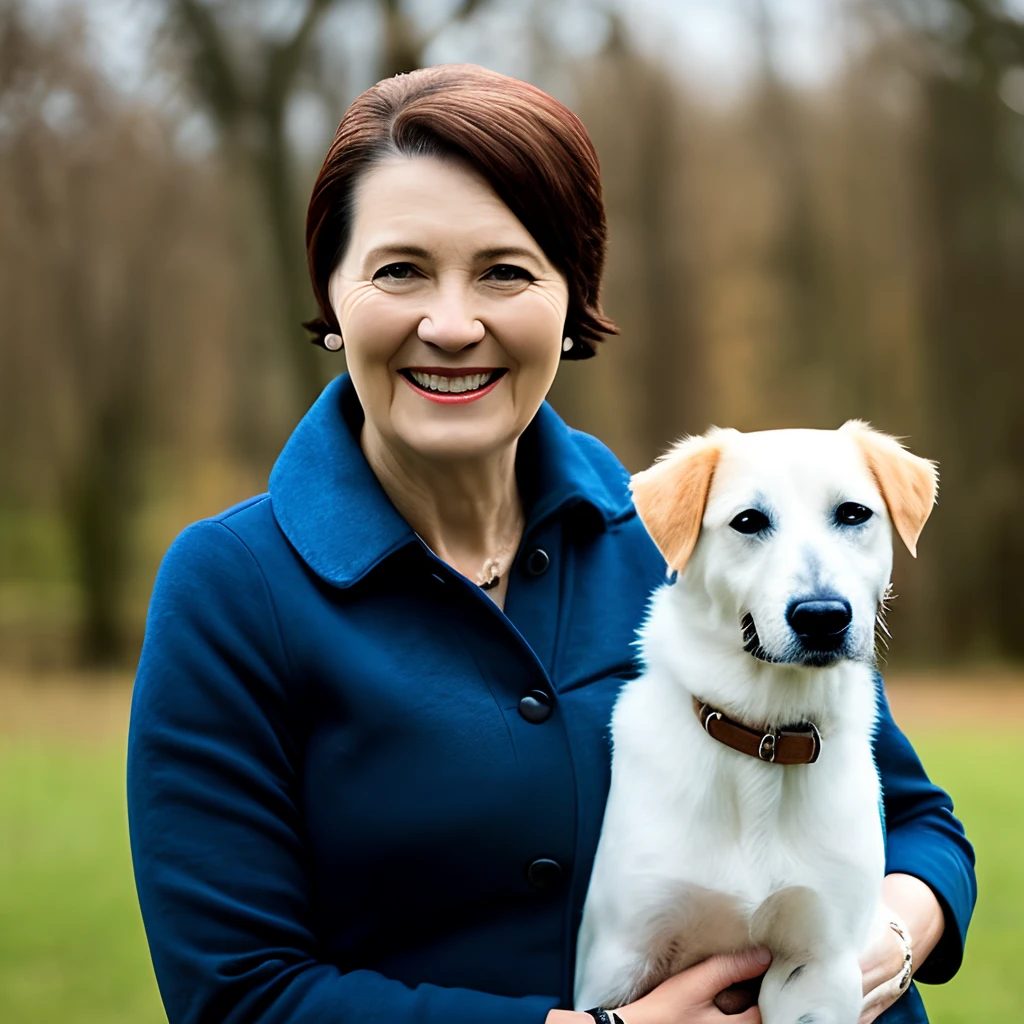 Women by dog