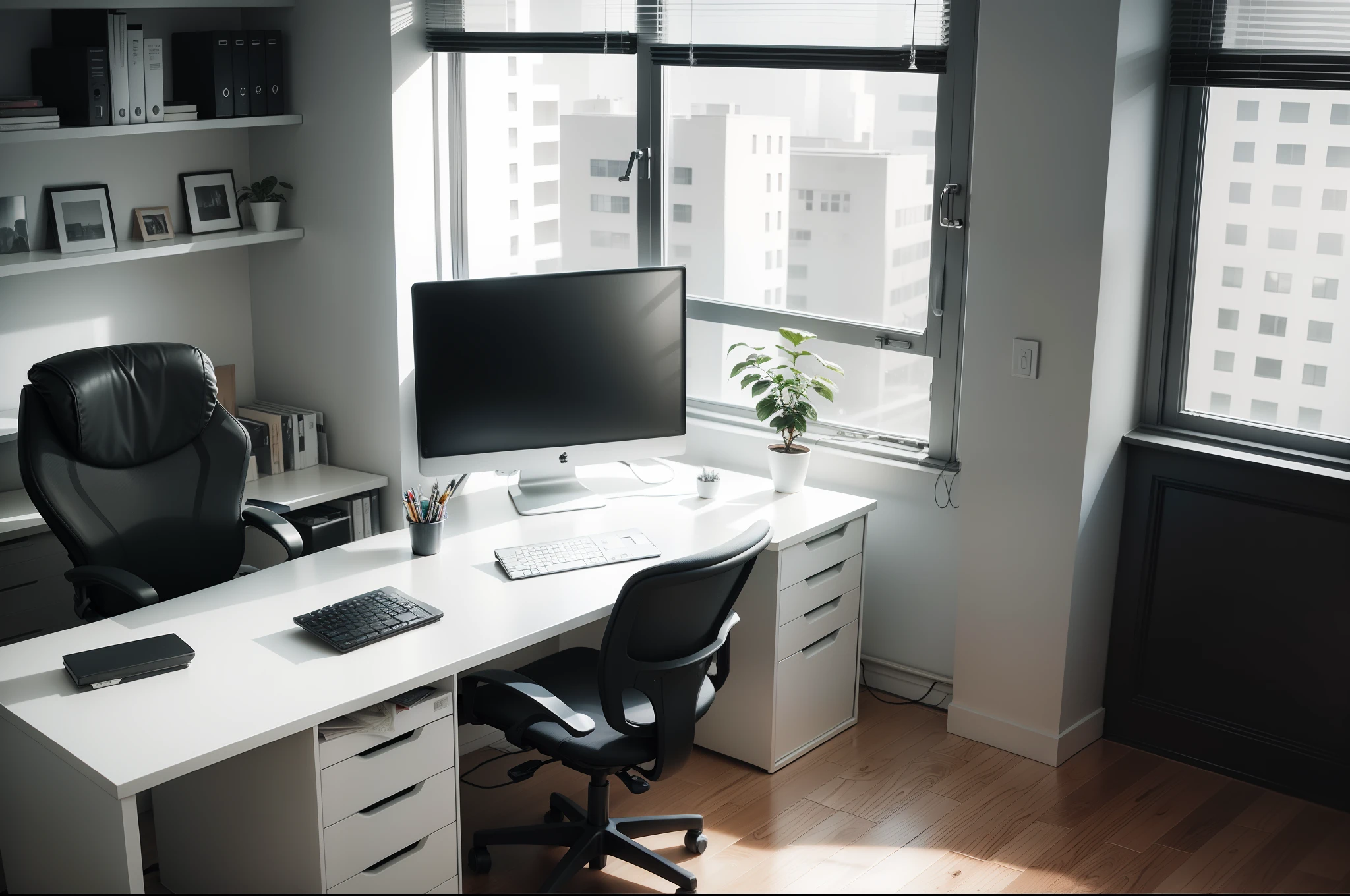 Create a beautiful minimalist office room full hd detailed
