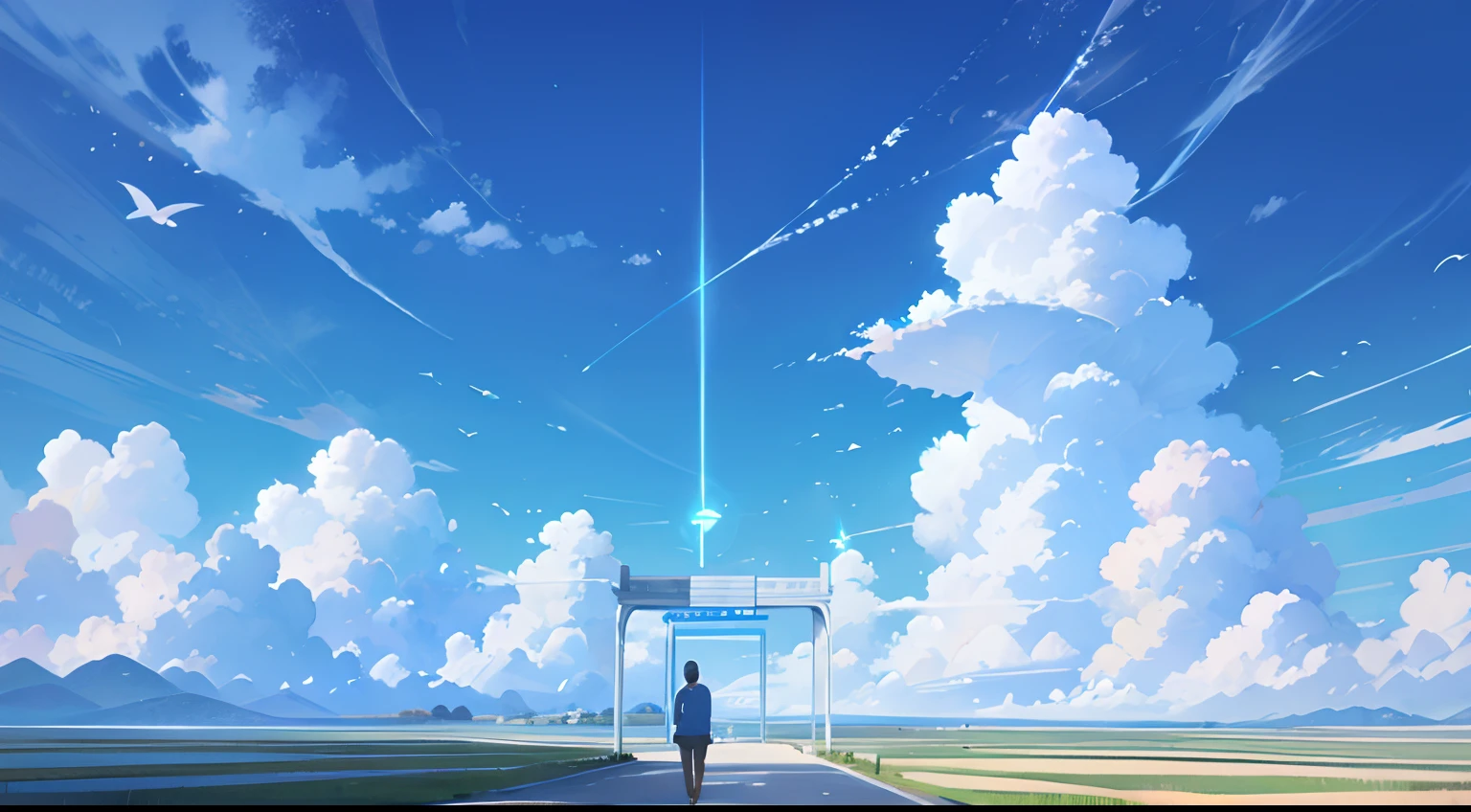 blue open sky、Entrance clouds are developing