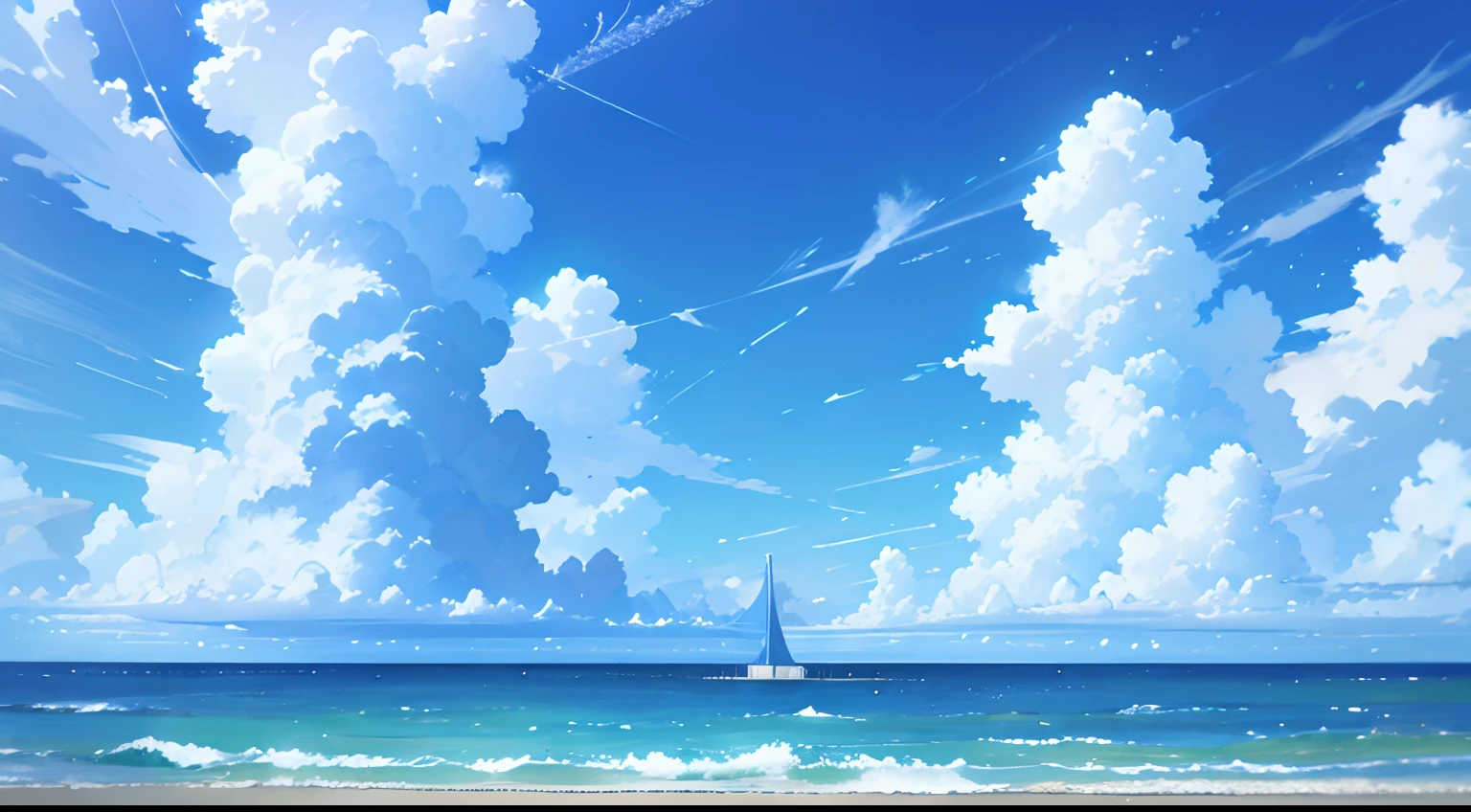 blue open sky、Entrance clouds are developing、Mare