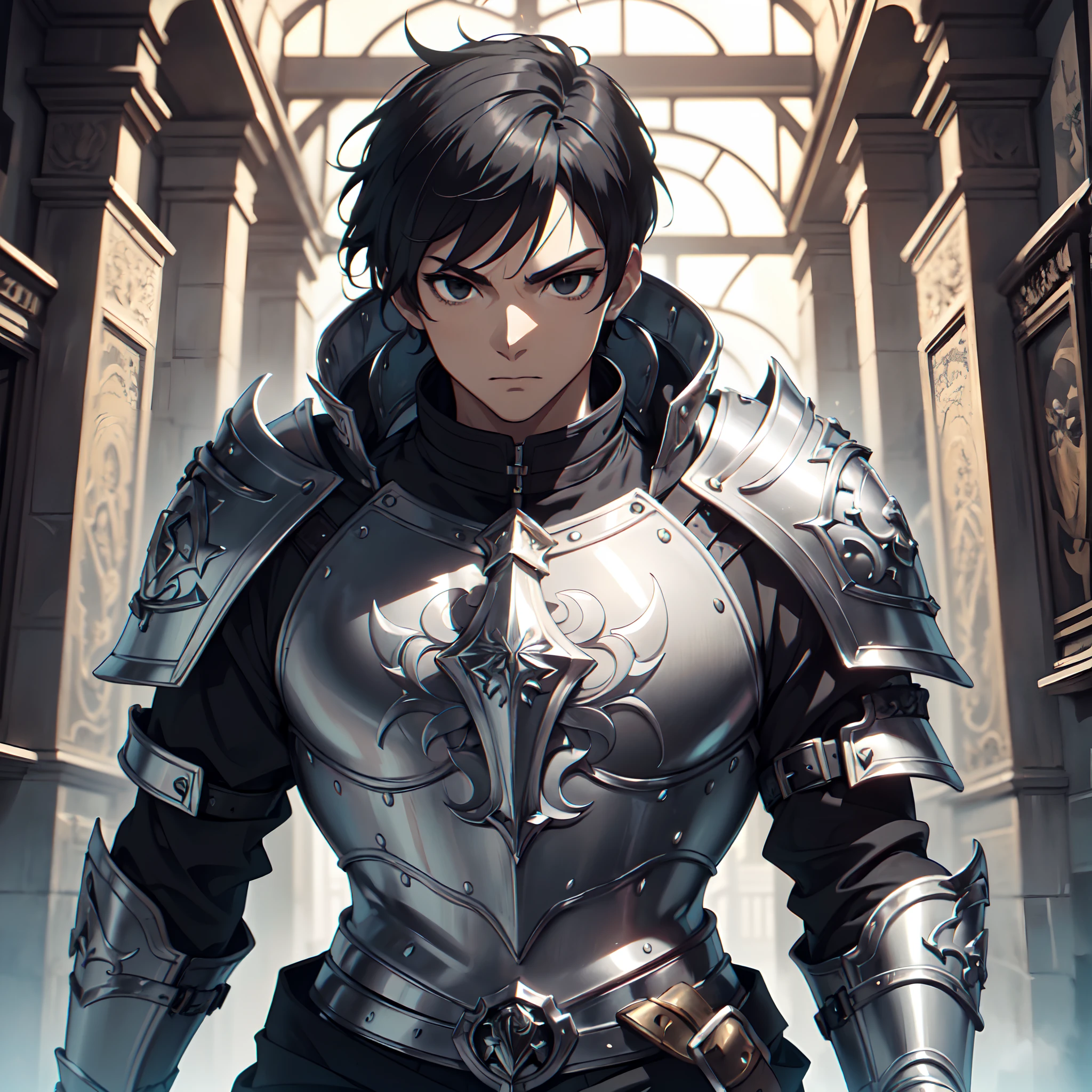 128K Ultra High Definition,
128K Ultra High Quality,
128K Ultra High Resolution,
Best Definition,
Best Quality,
Best Resolution,
Perfectly Detailed,
Perfectly Designed,
Extremely Detailed,
Extremely Designed,
Hyper Detailed,
Hyper Definition,
Hyper Quality,
Hyper Resolution,
Masterpiece,
(((Anime))),
Body Shot,
(((Boy))),
Handsome,
Muscular Body,
(((Black Short Hair))),
(((Black Eyes))),
(((Hyper Detailed & Perfectly Designed Silver Armor Plates))),
(((Hyper Detailed & Perfectly Designed Engraving Baron Armor))),
(((Inside Of Medieval Royal Palace Background Scenery))),