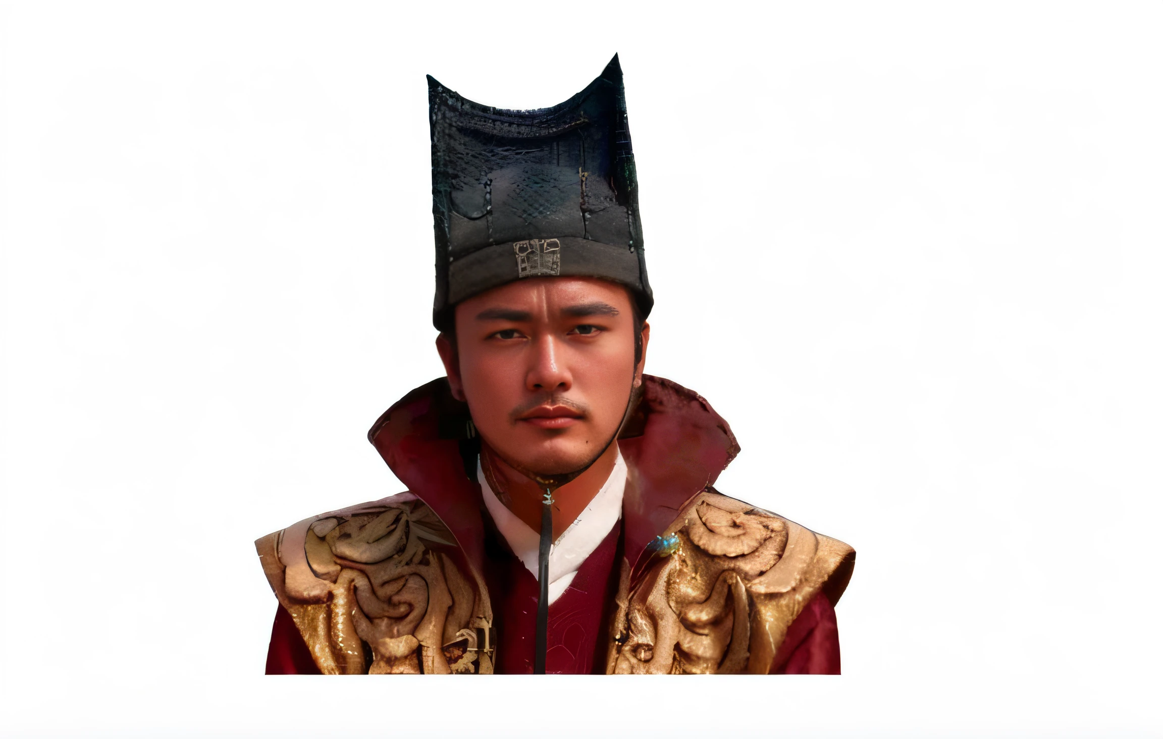 Arafad image of a man in a hat，There is a dragon on it, ancient mongolian elon musk, Inspired by Hu Zaobin, emir, inspired by Ma Shi, inspired by Fan Kuan, inspired by Xuande Emperor, zhao yun, inspired by Li Gonglin, pointy conical hat, Inspired by Cao Zhibai, inspired by Dong Yuan