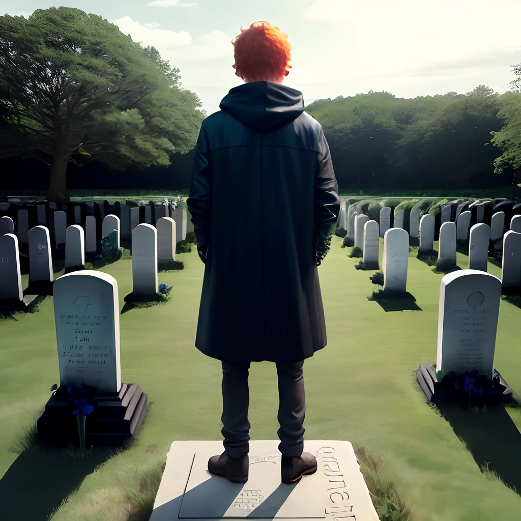 Nicki Minaj standing over ed sheeran's grave