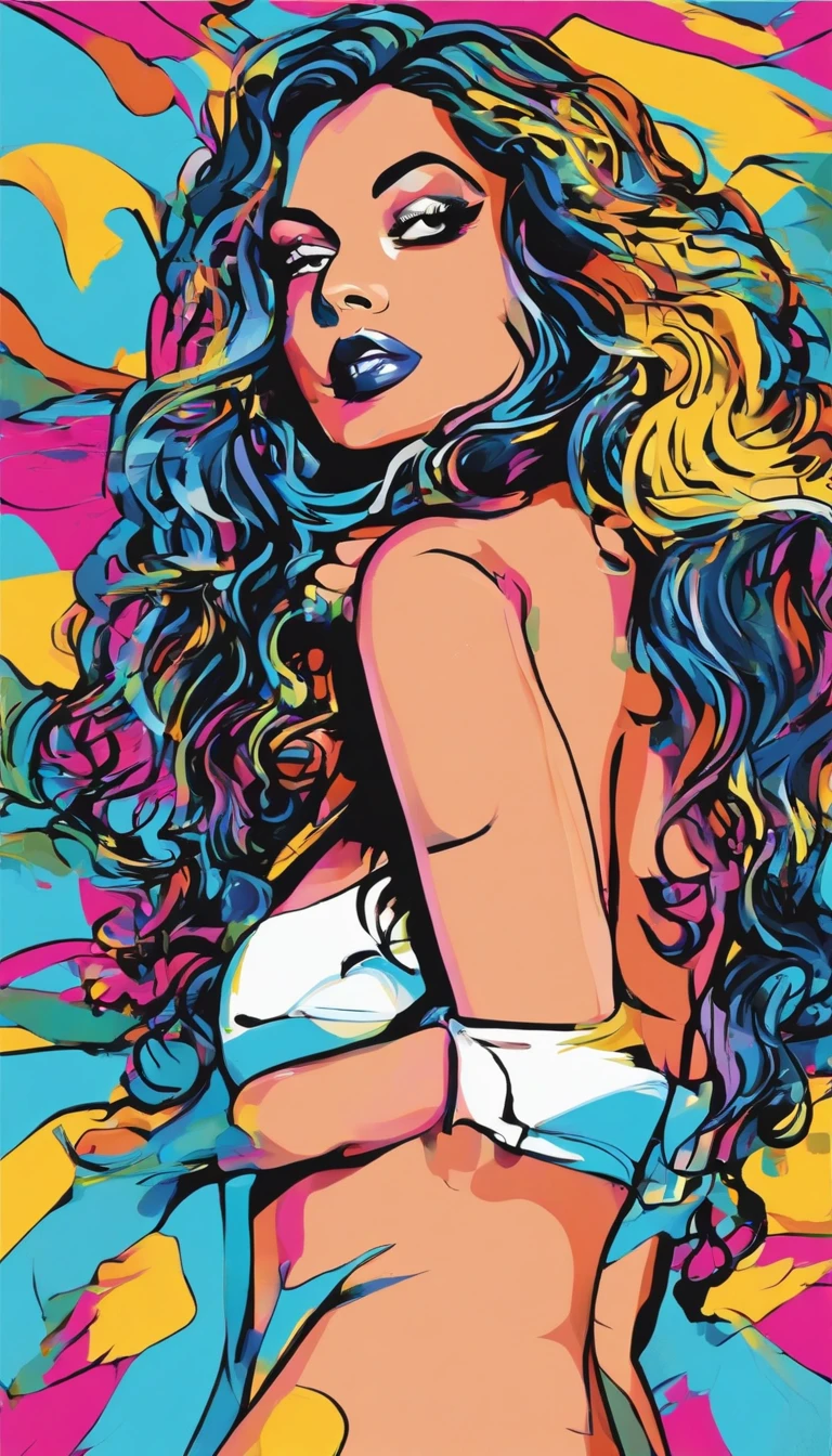 ((melhor qualidade, 8k, Obra Prima: 1.3)) fotografia realista de uma mulher bonita com corpo perfeito, com cabelo azul escuro corte do cabelo em camadas, seios grandes (1.2) marcando o bico, bunda definida, cintura fina e abdomen fino, a tight thong panties without bra with an open, wet jacket posing excitedly in a rainy setting