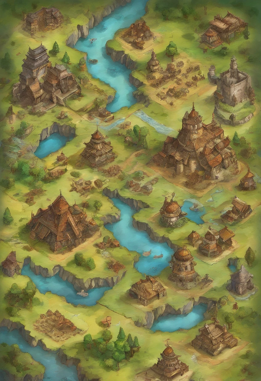 Pintura con acuarelas de un paisaje pastoril de la edad media. Muy detallado. Hi-Def