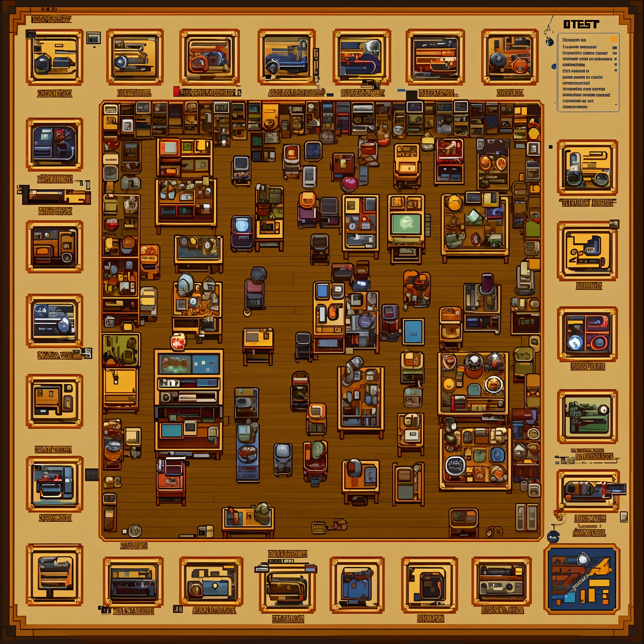 a lot of different items, pixel art, video game assets, item Map chip set,