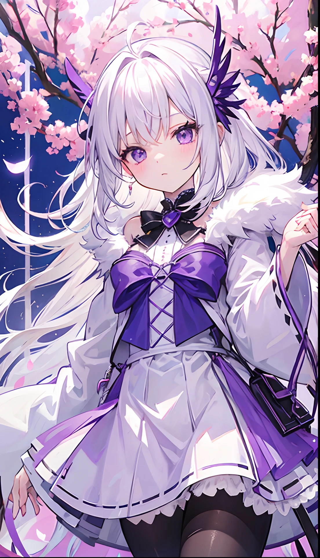 White-haired purple-clothed fairy sweet girl