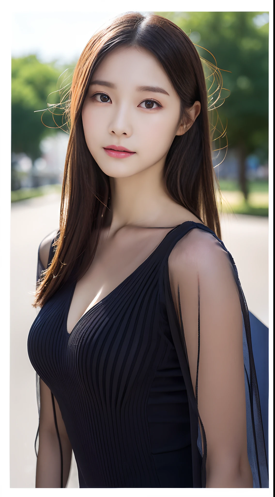((Best Quality, 8K, masutepiece: 1.3)), Selfie, Sharp Focus: 1.2, Cute beauty with perfect figure: 1.4, Slim Big Breasts: 1.2, ((Brown Black, Big breasts: 1.2)) , (Small transparent dress, semi-, highly fine breasts, Happy expression, Standing: 1.2), Highly detailed facial and skin texture, Detailed eyes, Double eyelids, Super sexy dresses, (((Transparent clothes)))、No Underwear