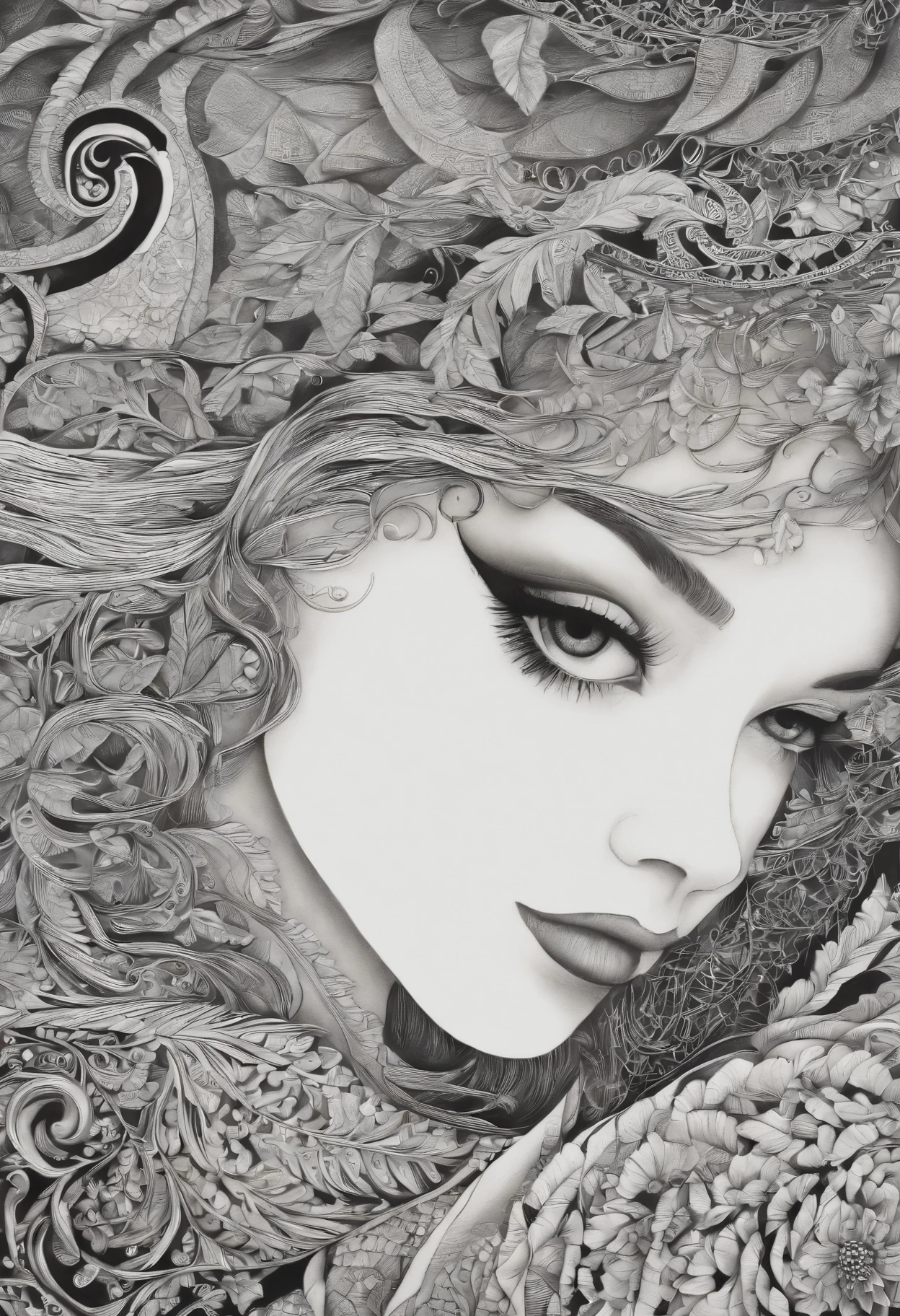 (masterpiece, best quality:1.2),ultra detailed, highest detailed, 
(zentangle:1.1), 1girl,
SURREALISM, PAPERCUT