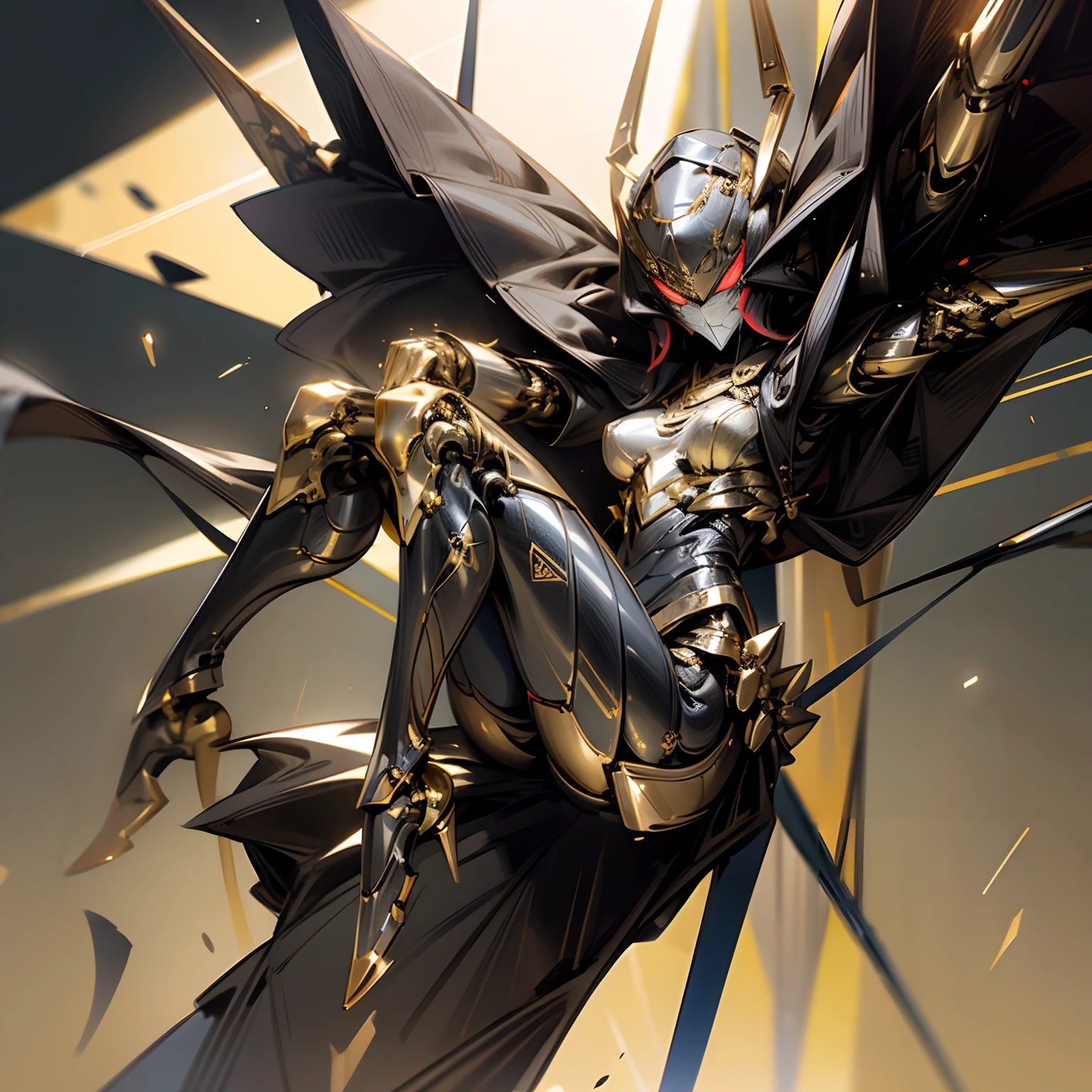 Masterpiece, sexy, robotic female spider, gold black armor, bipedal, spider legs on back