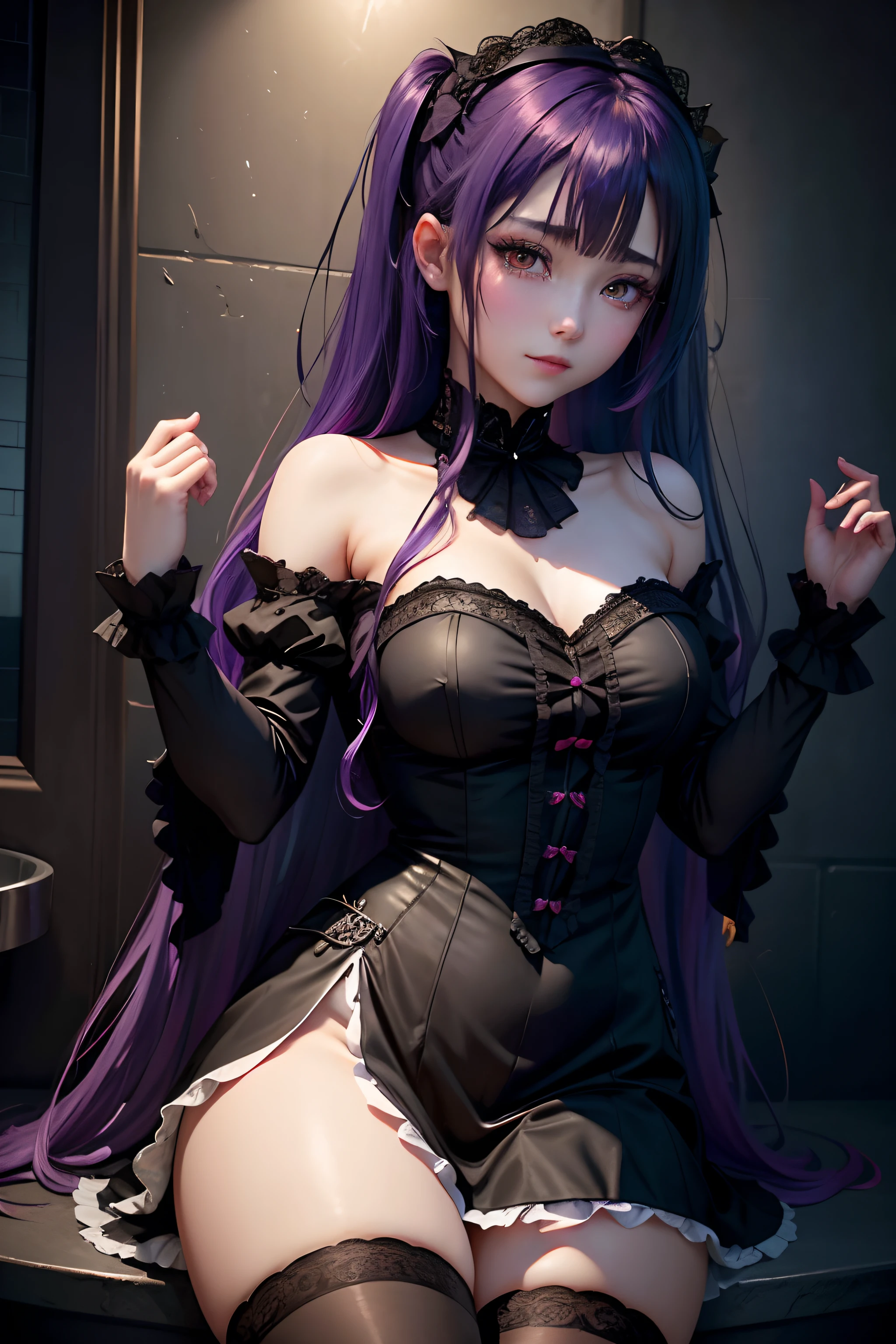 A sexy、Glamour、A slight smil、garterbelts、knee high socks、panthyhose、Beautifying the world、Unhappy、Lament my night's fantasy、Beautie、Beautiful shape、wretched、ghosts、wraiths、Evil Spirit、Beautiful、boredom、Unusual beauty、Bewitching、Fornication、Hard Dark Gothic Makeup、Maniacal、Deep night sky、horor、twin-tail hair、Black Dark Eyeshadow、Visual Lock、slaves、crying how bright、mourn、Sad songs、Good skin luster、Lace pink、Long hair straight hair、Dark Gothic Makeup、Dark smile、An abnormal、Restless Palace、Kamimei、Pleasant look、Fragrant beauty、Smell、lovely、Kiss Face、age19、carriage、Lying、seductiv、from below looking up、 plump thighs、Strong sexual pleasure、masturbation、A look of shame、open your legs a little、maid clothes、Dark Gothic、Gothic Long Dress、Gothic ta、toilet、Toilet room、bath room、Get on your knees、Purple hair、Stained glass background、Masturbation、bell sleeves、Wizard Sleeve、