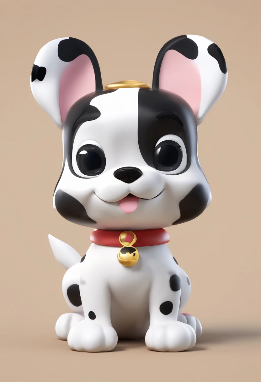 (Boston Dog), Character design, Boston Terrier, (Black and white color scheme,Mixed leopard print,Stereoscopic ears are many )Super cute blind box style, Lovely, full bodyesbian, Happy expressions and movements, Clean background, Studio lighting, Atmospheric lighting, The texture is delicate, High detail, high resolution, C4D, 。.3D, blender, 8K, Best quality, hyper HD