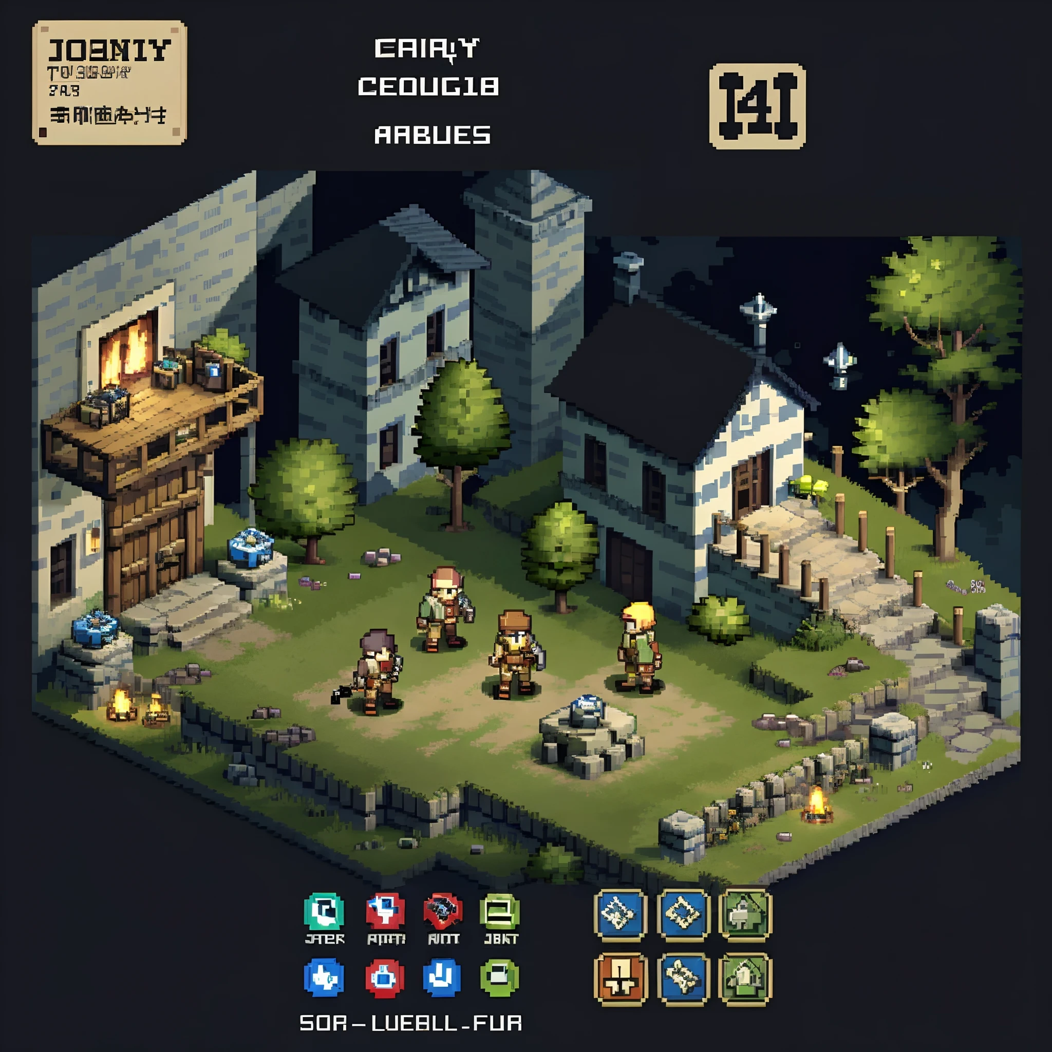 pixel art, RPG game, character chip,
