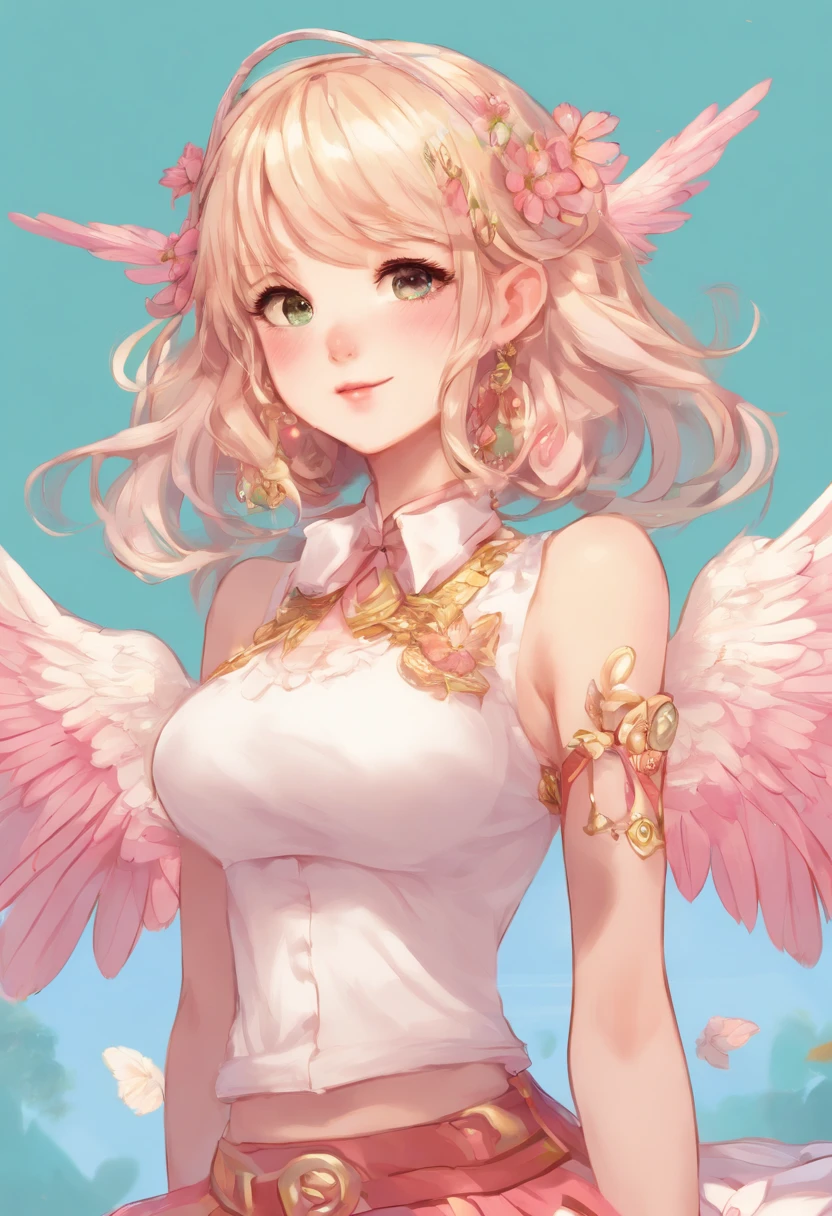 ((Highest quality)),(Ultra-high resolution),(Very detailed),(Detailed Description),((The best CG)),(A masterpiece),Ultra-detailed art,Amazing painting art,(Works with precise details:1.5), (1 female:1.6),(Beautiful and well-proportioned face:1.5),(Curly Hair:1.6),(Intricately detailed lace dress:1.8),Fine jewellery with exquisite detailing:1.5,Waist Accessories:1.5,Look at me and smile:1.5, (See-through :1.2),, Angel Girl, (((Magnificent white angel wings on his back:1.2))), Mature Descended into the church,(Pastel colored hair:1.3),(Red and black long high heel boots:1.4),garter belt,stockings、 (Floating in the sky with magical powers),(Floating skirt:1.5), (Embarrassed expression, blush:1.2)