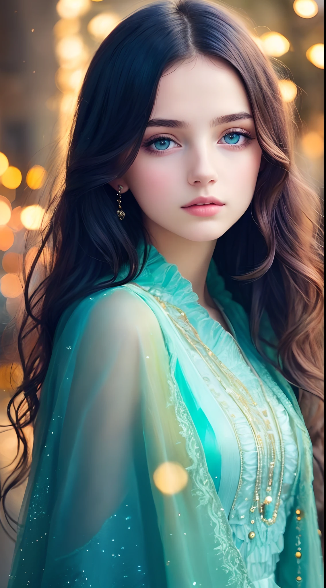 A masterpiece,tmasterpiece,1girll, Exquisite facial features,Luminous design, pastelcolor, ink dripping, Autumn lights,The composition is perfect,dynamicposes