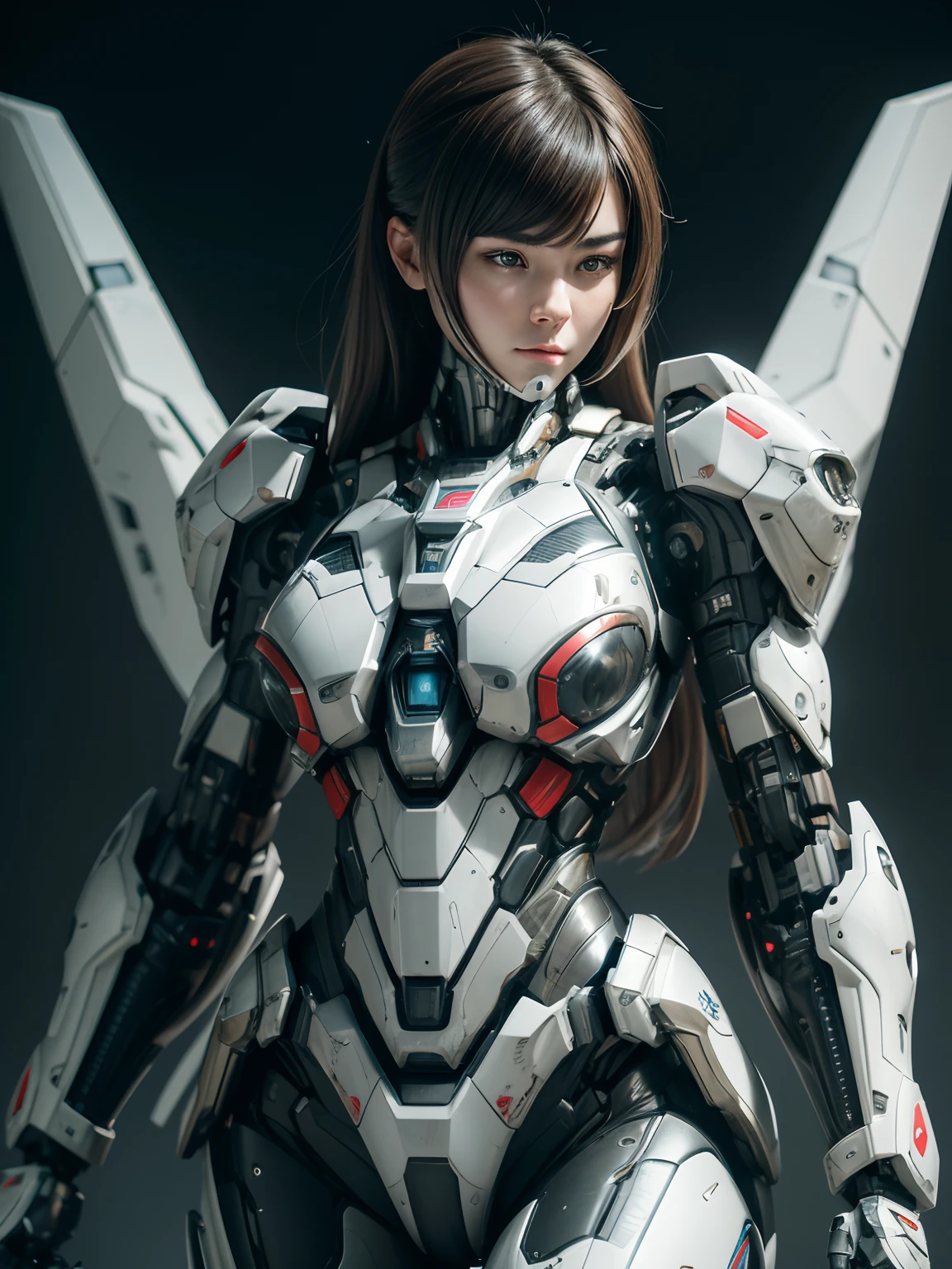Textured skin, Super Detail, high details, High quality, Best Quality, hight resolution, 1080p, hard disk, Beautiful,(War Machine),full bodyesbian,beautiful cyborg woman,Mecha Cyborg Girl,Battle Mode,Girl with a Mecha Body,She wears a futuristic war machine weapon mech