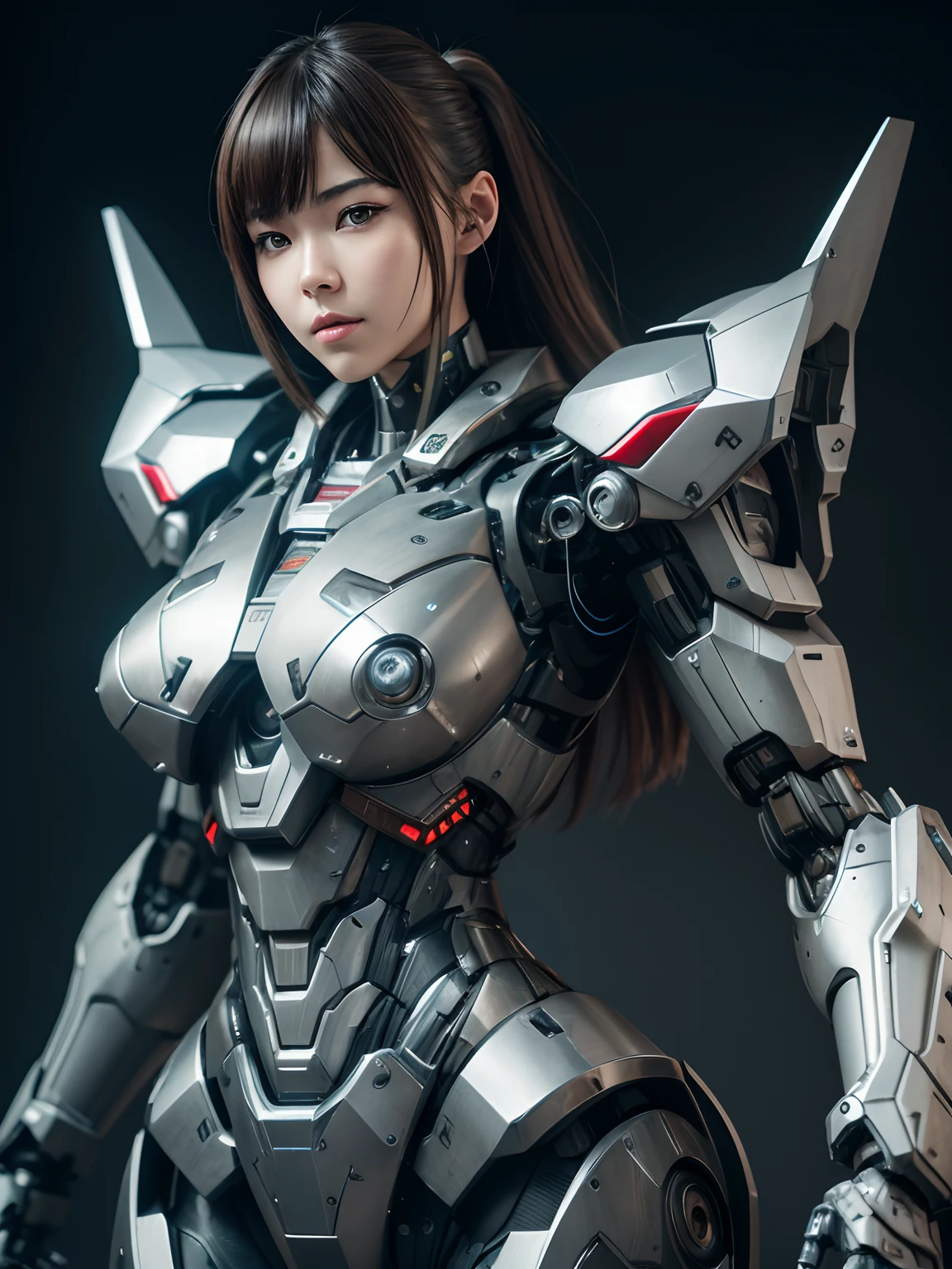 Textured skin, Super Detail, high details, High quality, Best Quality, hight resolution, 1080p, hard disk, Beautiful,(War Machine),beautiful cyborg woman,Mecha Cyborg Girl,Battle Mode,Girl with a Mecha Body,She wears a futuristic war machine weapon mech,Fulll body Shot